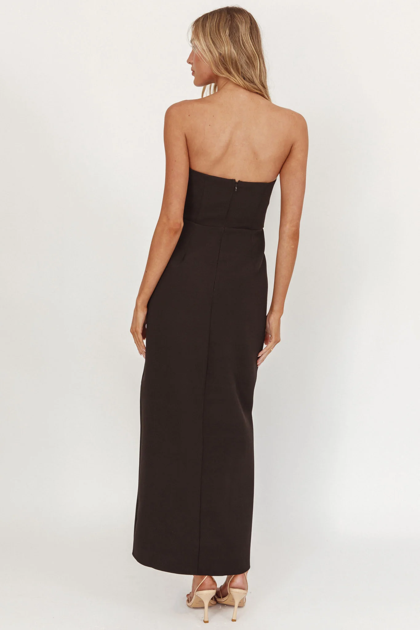 Samanntha Strapless Bow Detail Midi Dress Black - Seraphlike