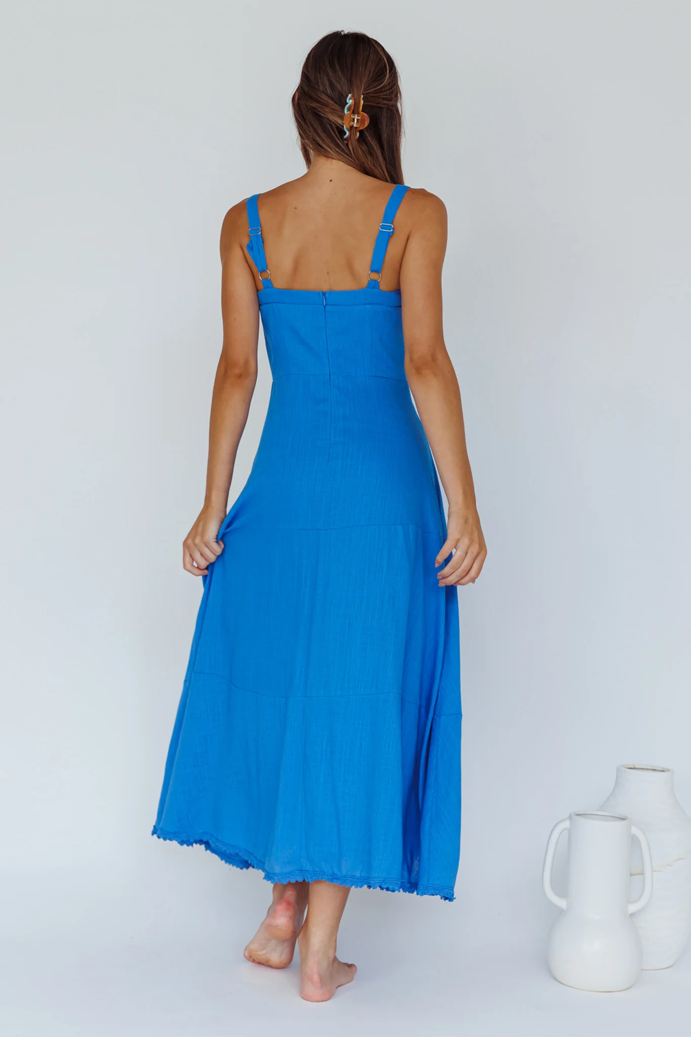Sublime Tied Neckline Midi Dress Blue - Seraphlike