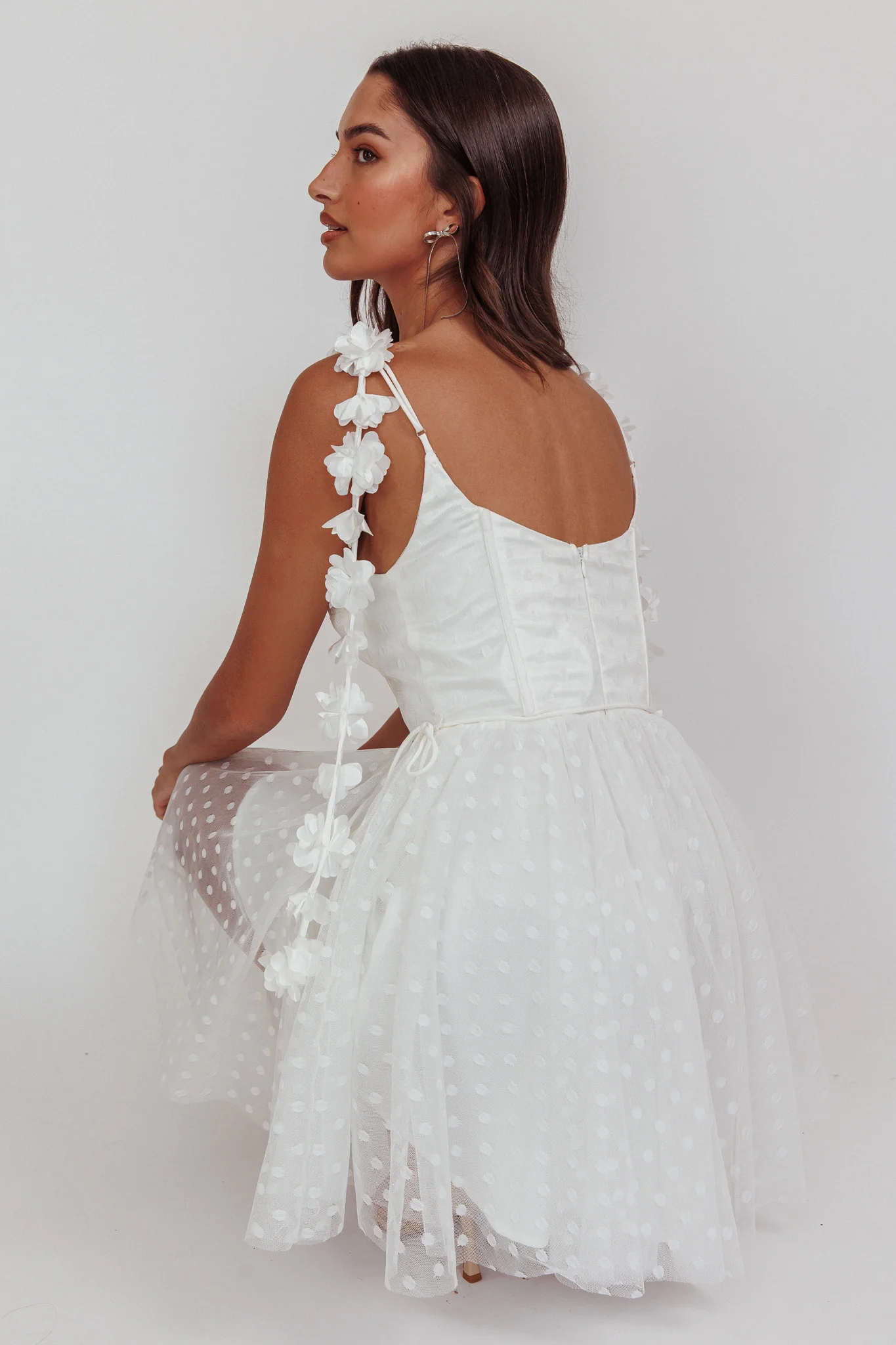 Fairytale Dream Floral Strap Mini Dress White - Seraphlike