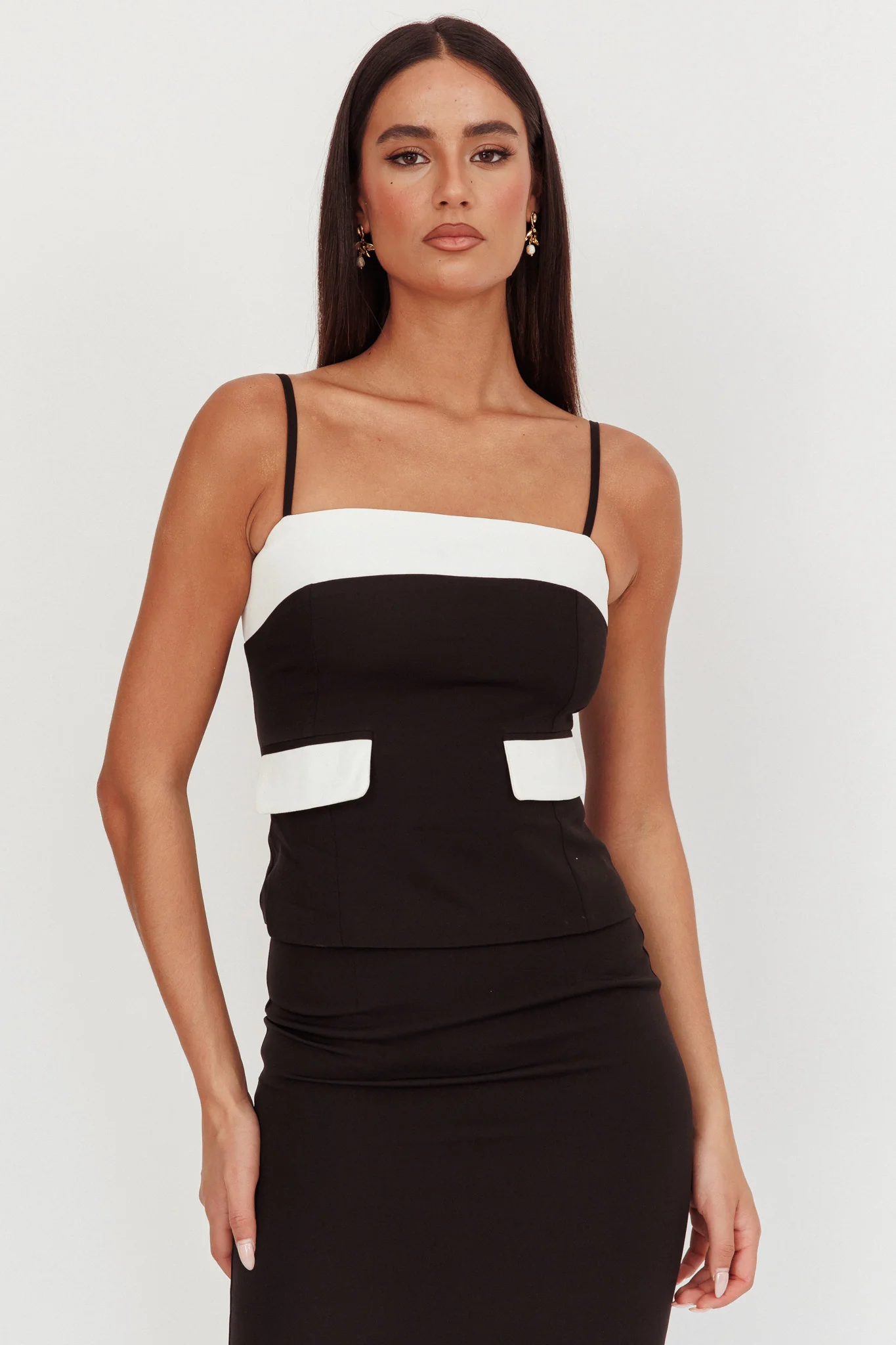 Switched On Faux Pocket Cami Top Black - Seraphlike