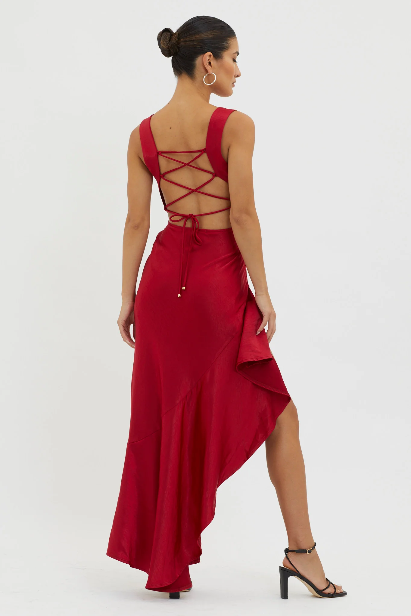 Ellianna Lace-Up Back Maxi Dress Red - Seraphlike