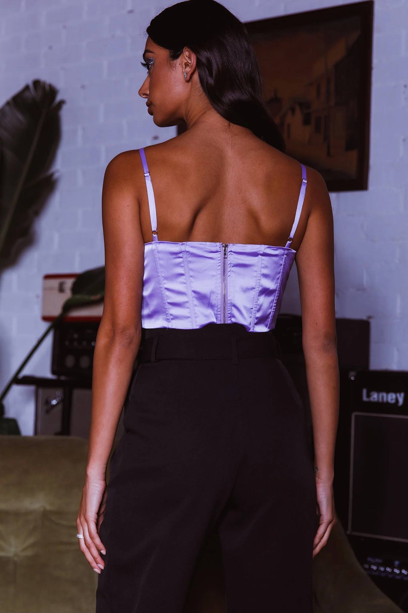 Lila Cowl Neck Corset Top Lilac - Seraphlike