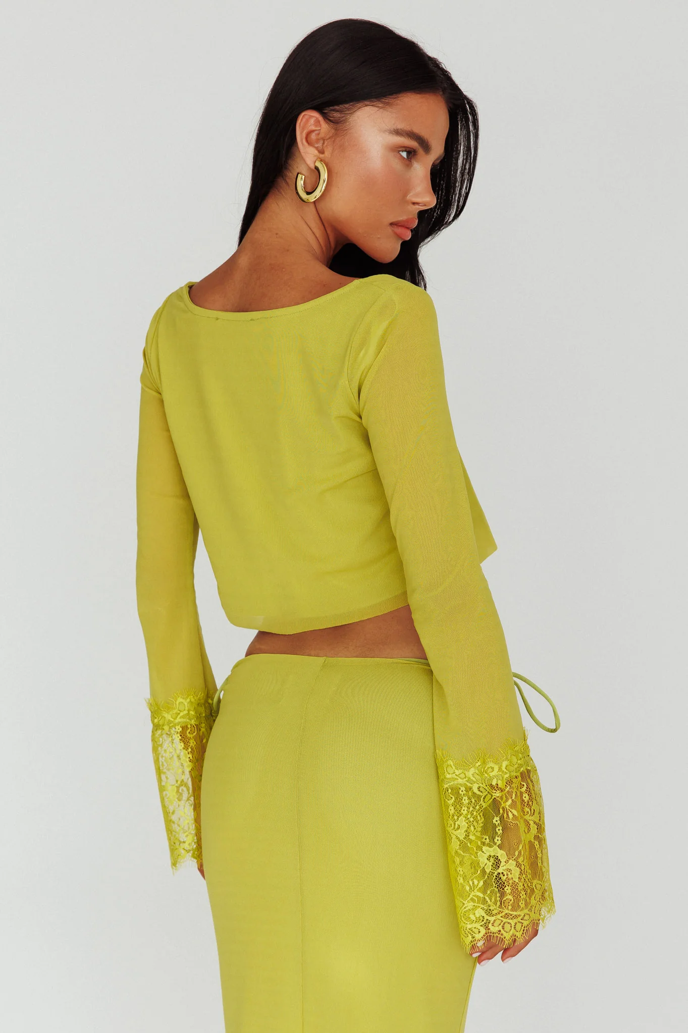 Rana Lace Cuff Long Sleeve Top Apple - Seraphlike