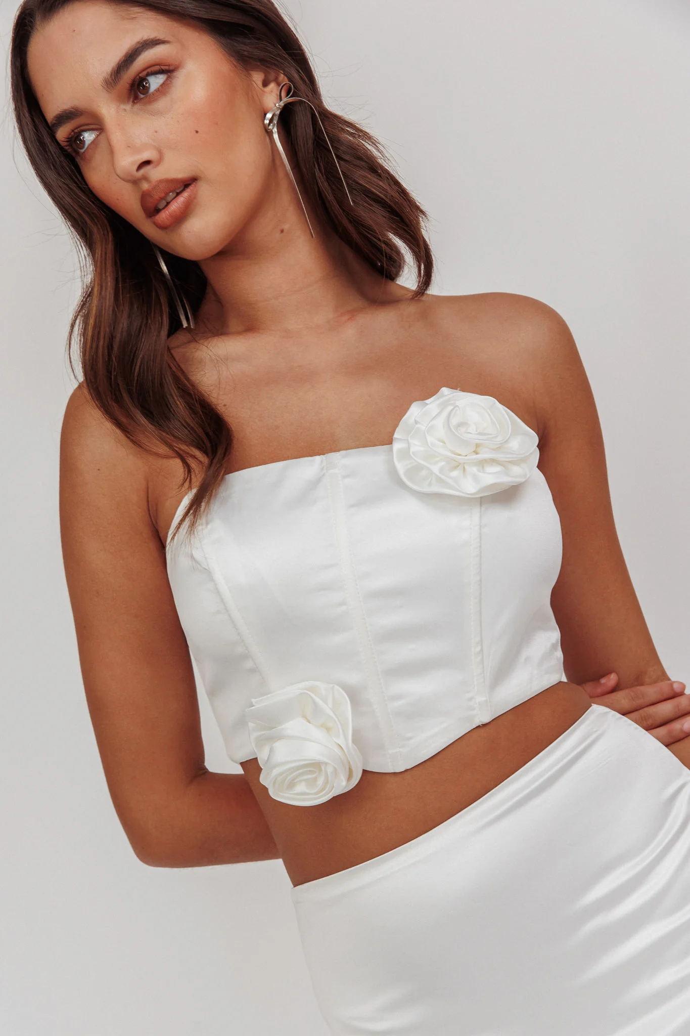 Like A Dove Rosette Corset Top Oyster - Seraphlike