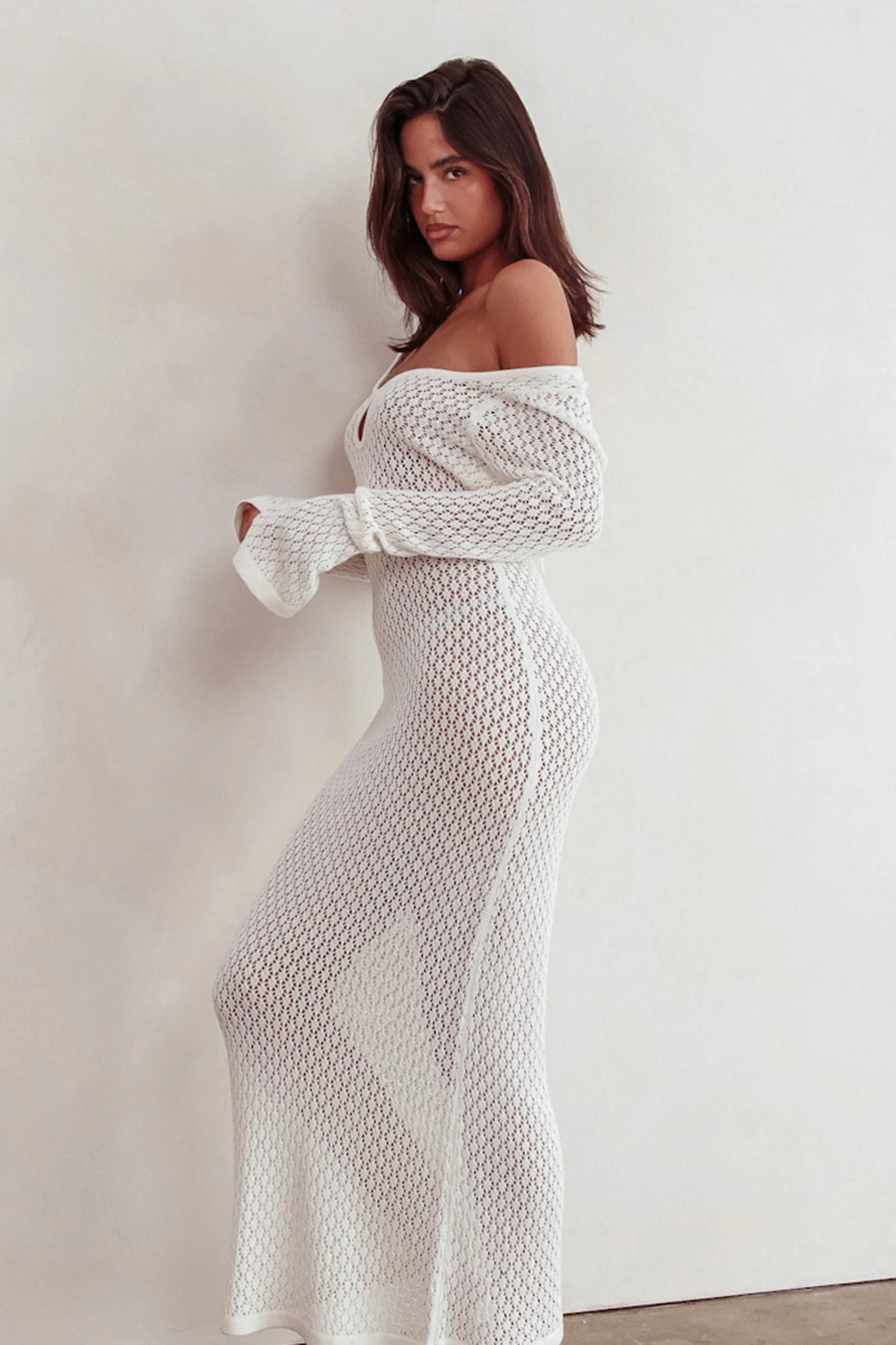 Hold My Heart Knit Maxi Dress Off White - Seraphlike