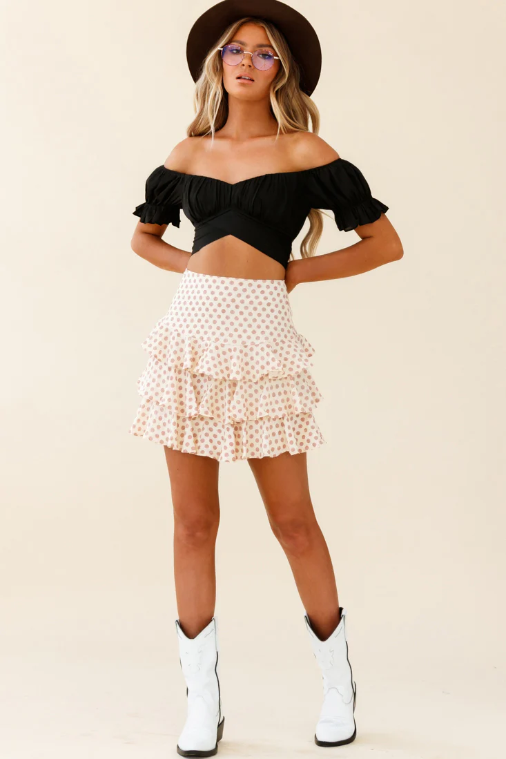 Let Them Eat Cake Triple Ruffle Skirt Polka Dot Rose - Seraphlike