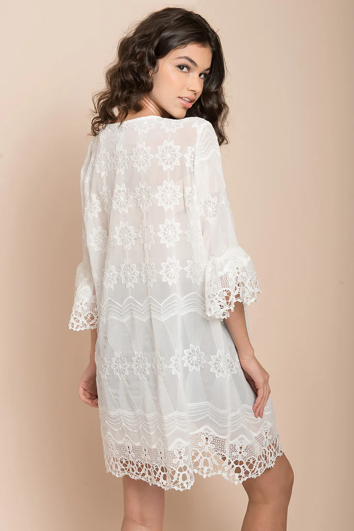 Laurie Floral Cardigan White - Seraphlike