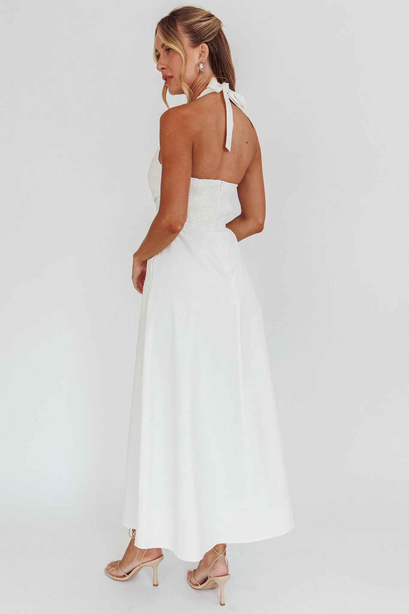 Can't Compete A-Line Halter Maxi Dress White - Seraphlike