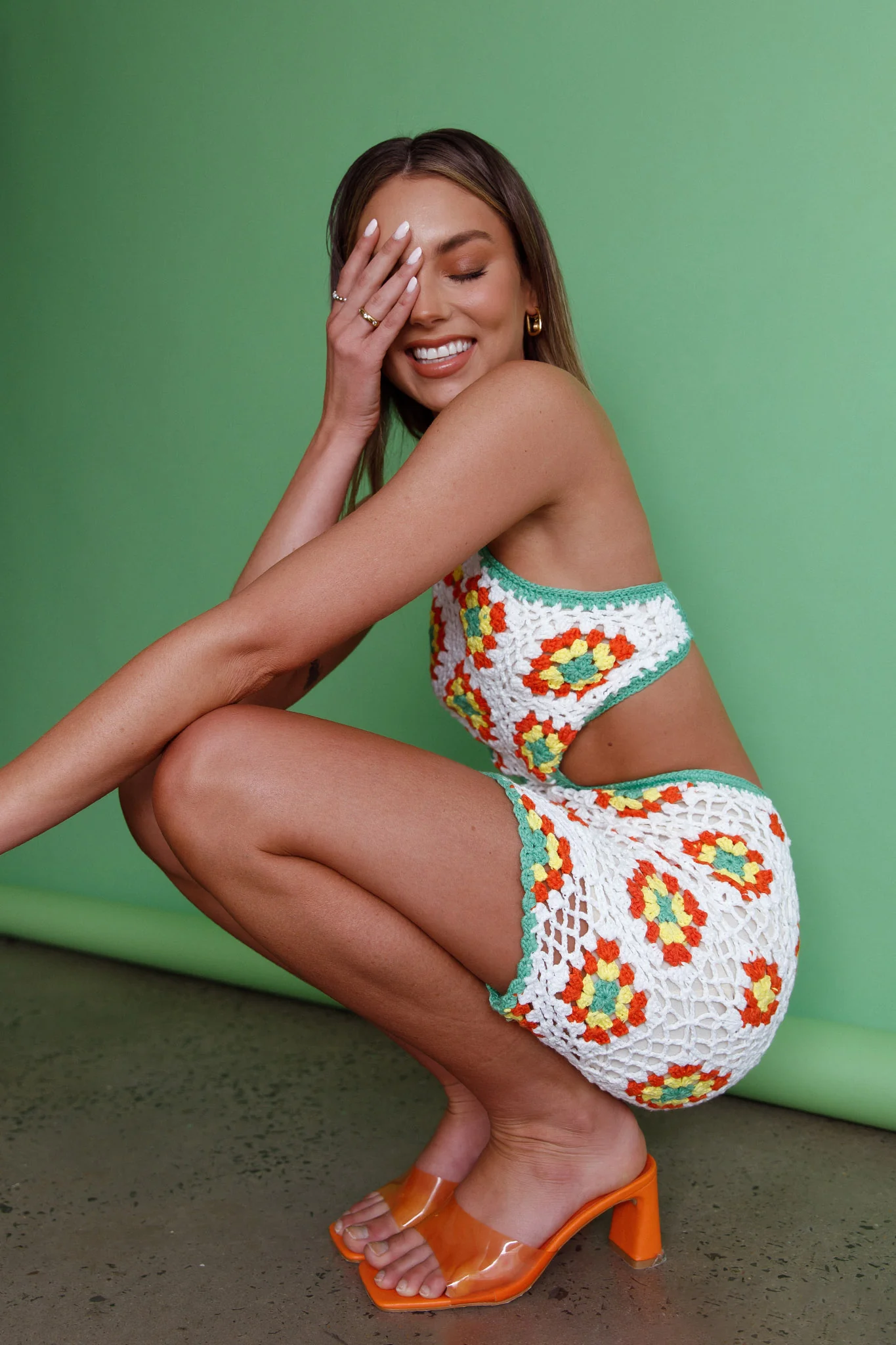 Summer Love Open Back Crochet Mini Dress Green - Seraphlike