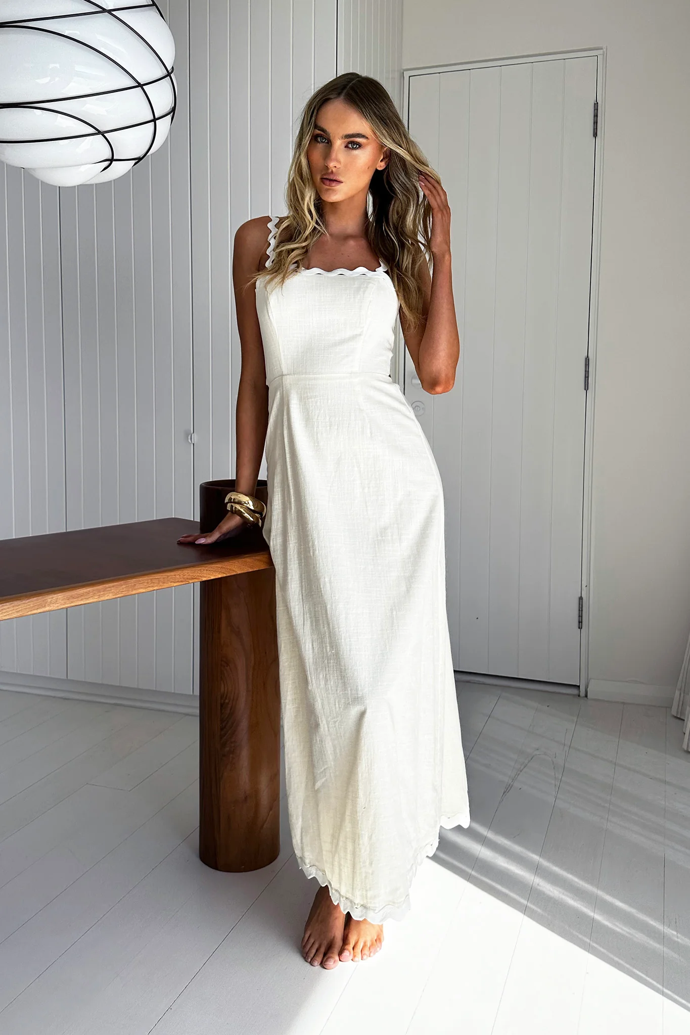 Montego Bay Ric Rac Strap Maxi Dress Oat - Seraphlike