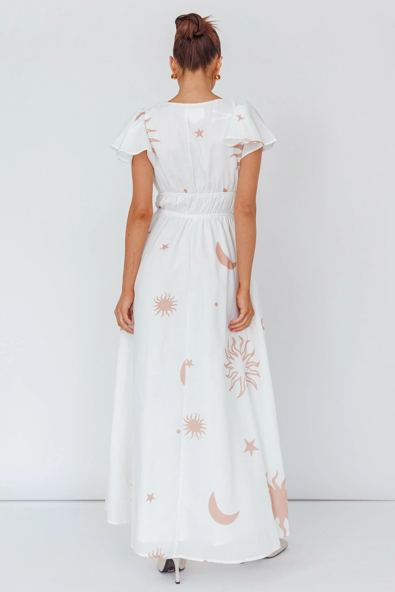 Carnivale Angel Sleeve Maxi Dress White/Beige - Seraphlike