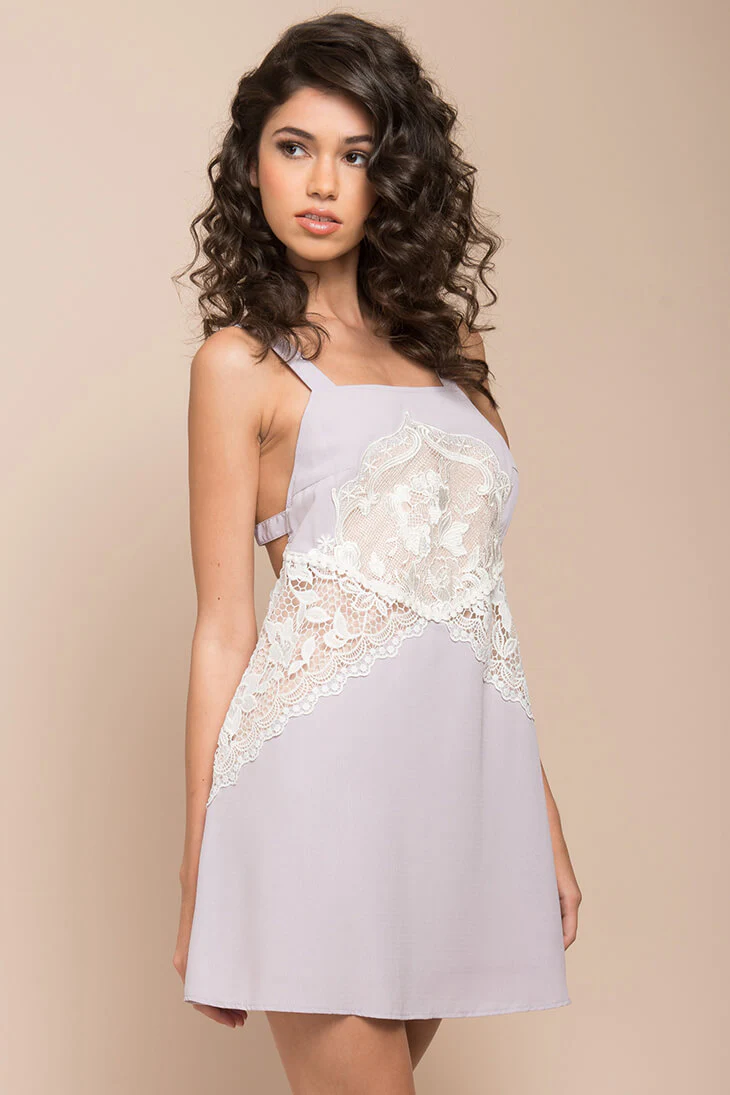 Lauren Lace Details Dress Lilac - Seraphlike