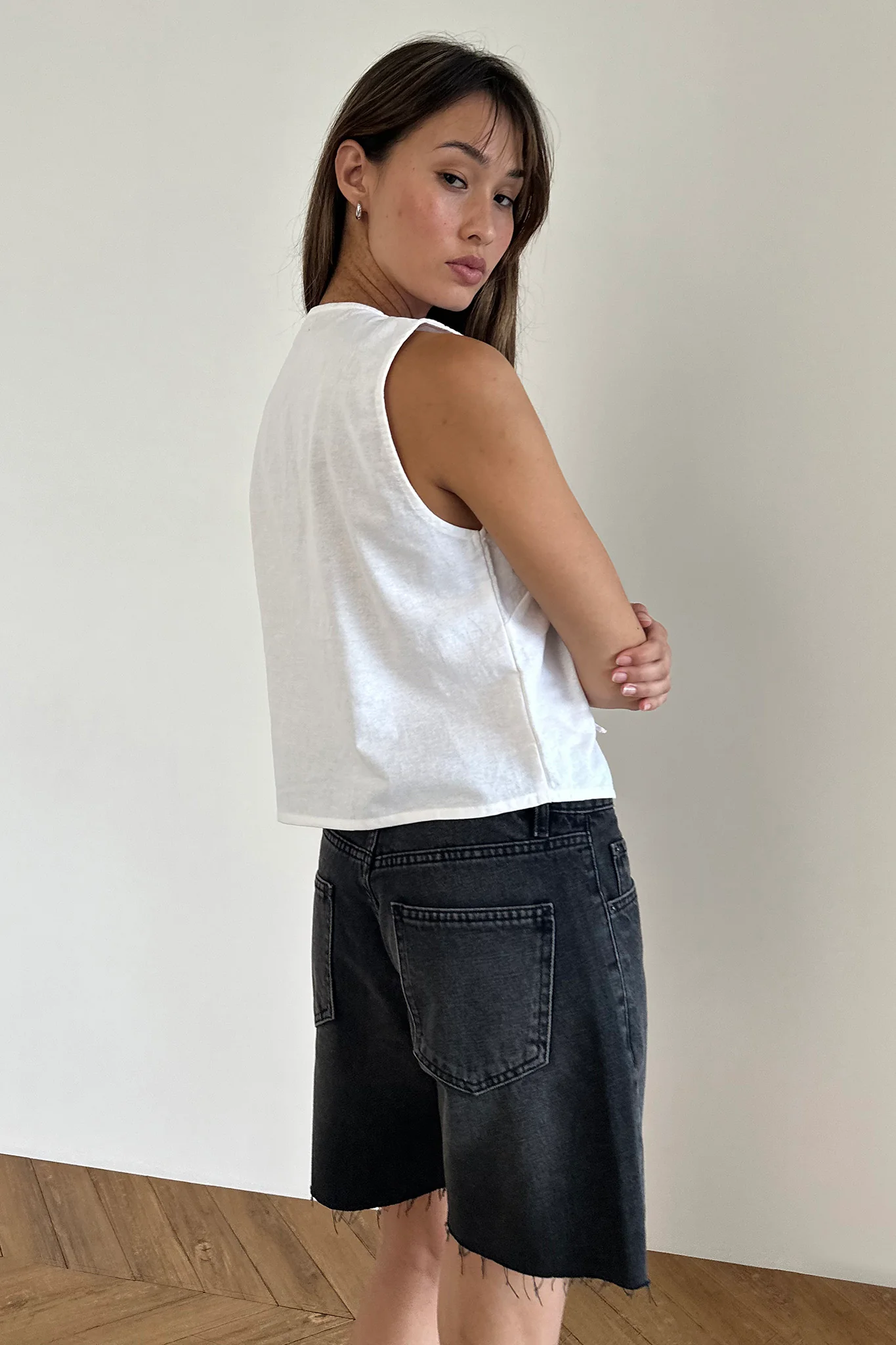 Nuvo Tie Front Vest Top White - Seraphlike