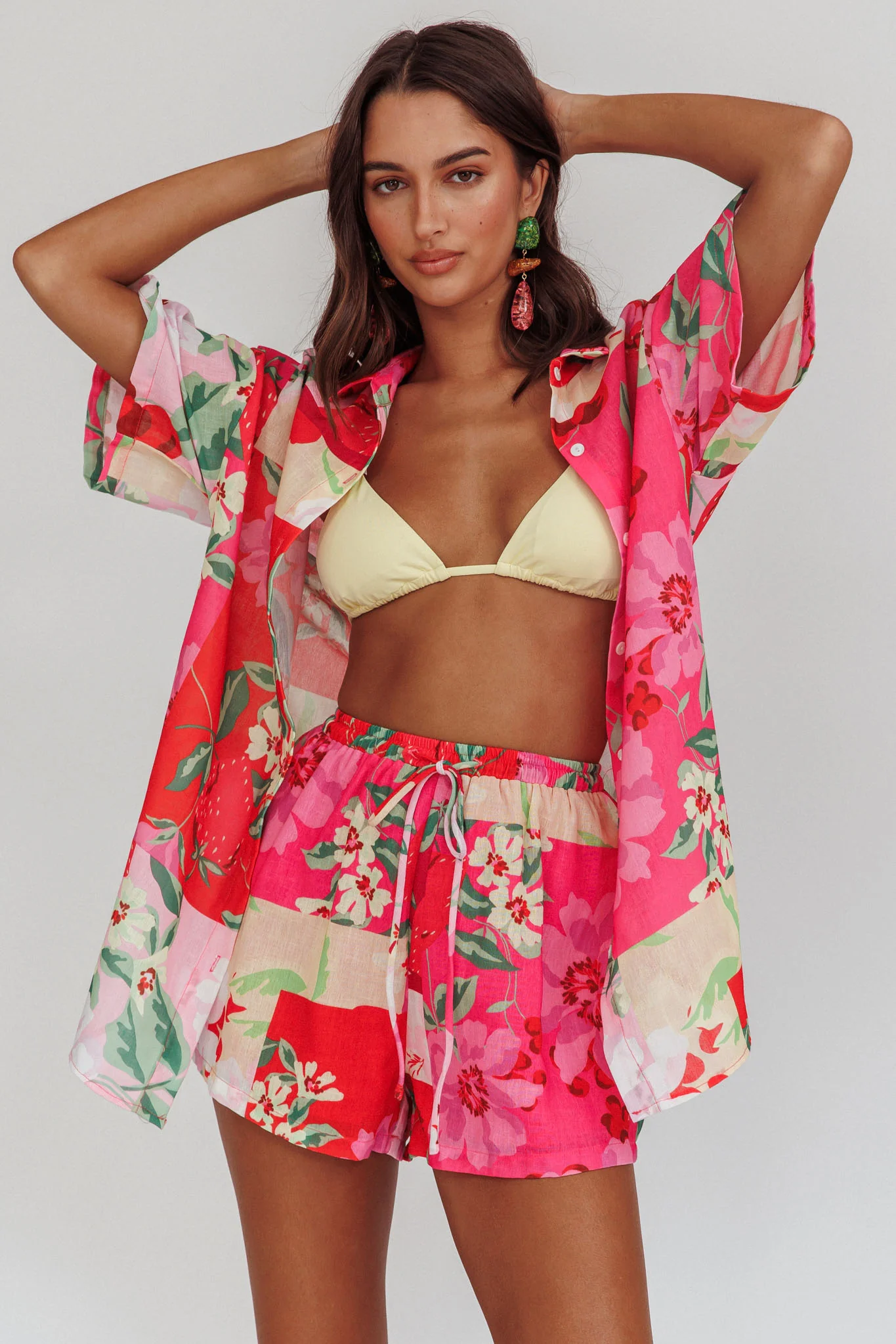 Ciao Ciao Floral Drawstring Shorts Pink - Seraphlike