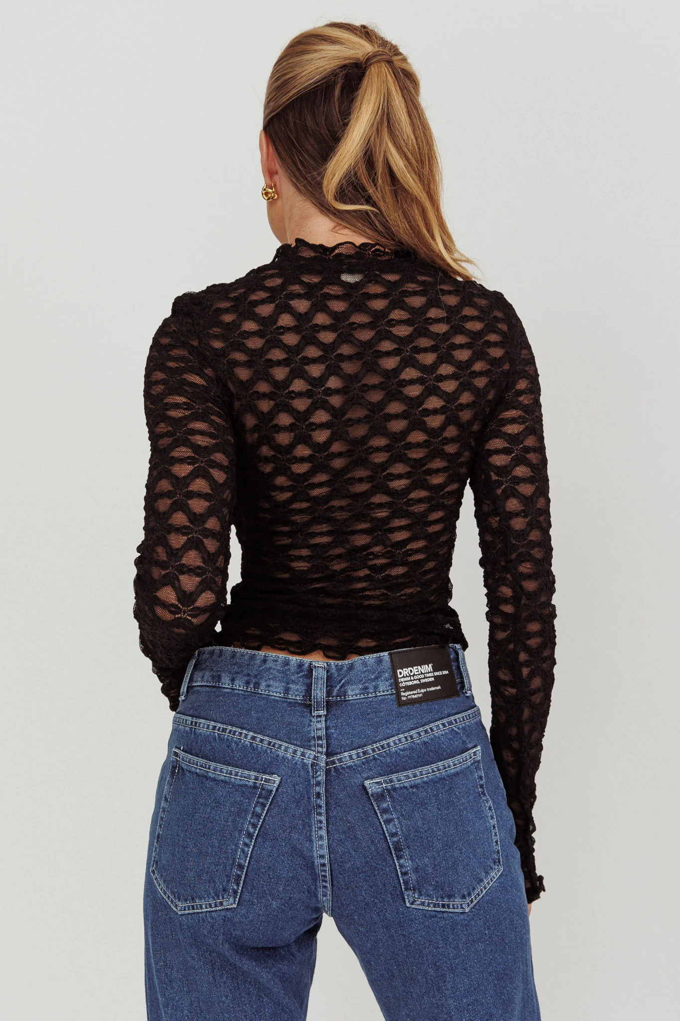 Not Shy Long Sleeve Lace Top Black - Seraphlike