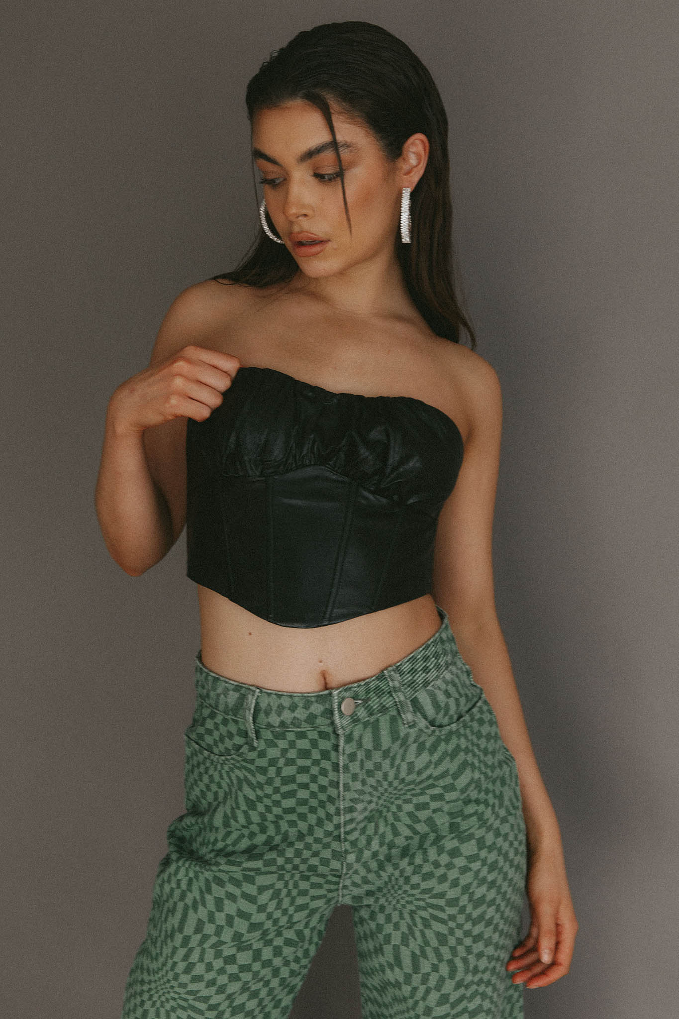 Erikah Strapless Corset Crop Top Black - Seraphlike