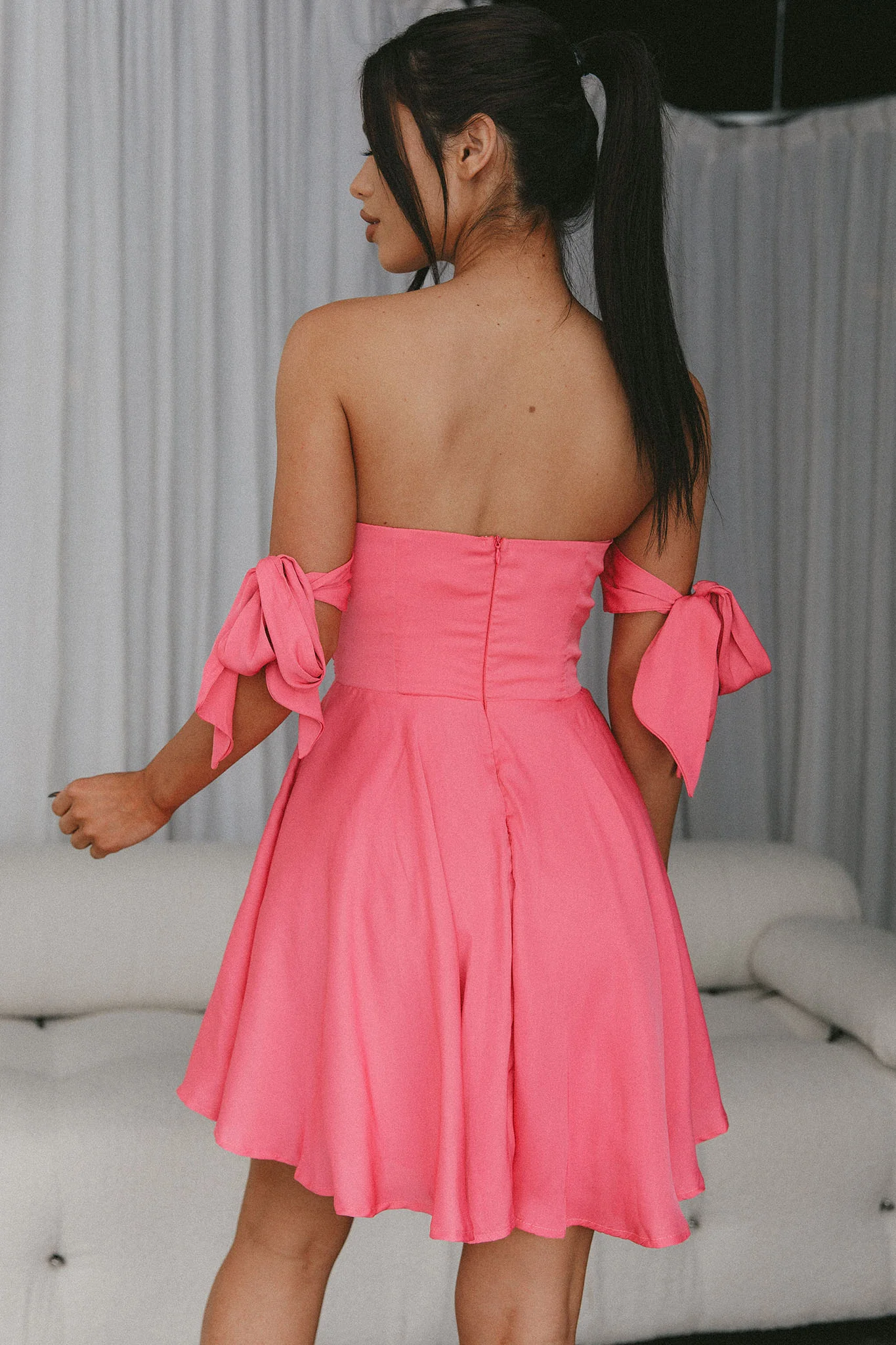 One Sweet Day Off Shoulder A-Line Dress Hot Pink - Seraphlike