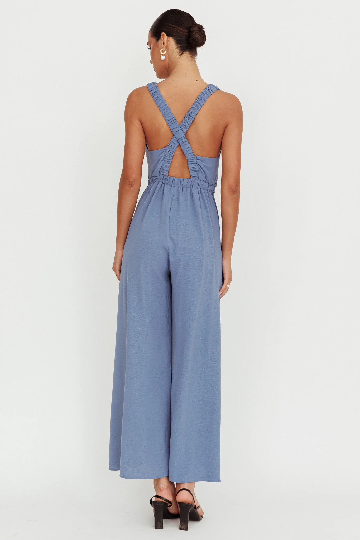 Everything Crossover Strap Jumpsuit Storm Blue - Seraphlike