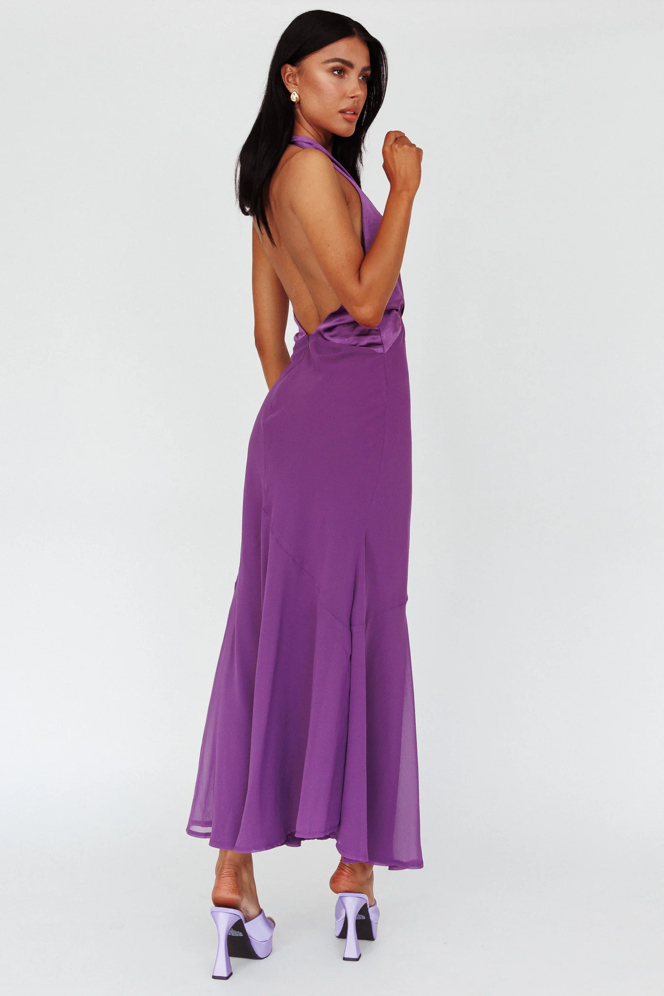 Vision Halterneck Midi Dress Violet - Seraphlike