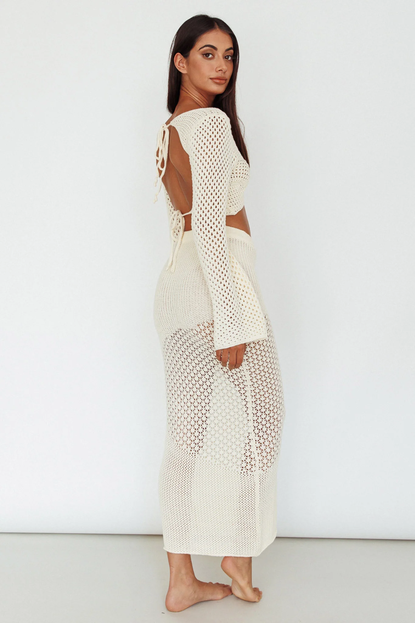 Serenity Sky Crochet Midi Skirt Milk - Seraphlike