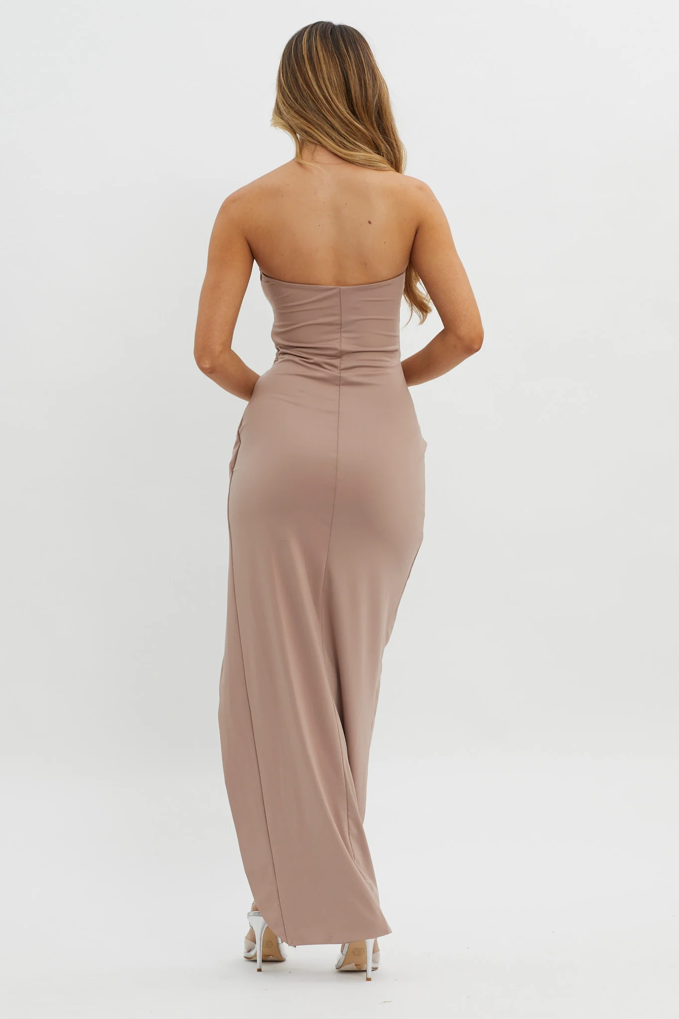 Evette Strapless Split Maxi Dress Tawny - Seraphlike