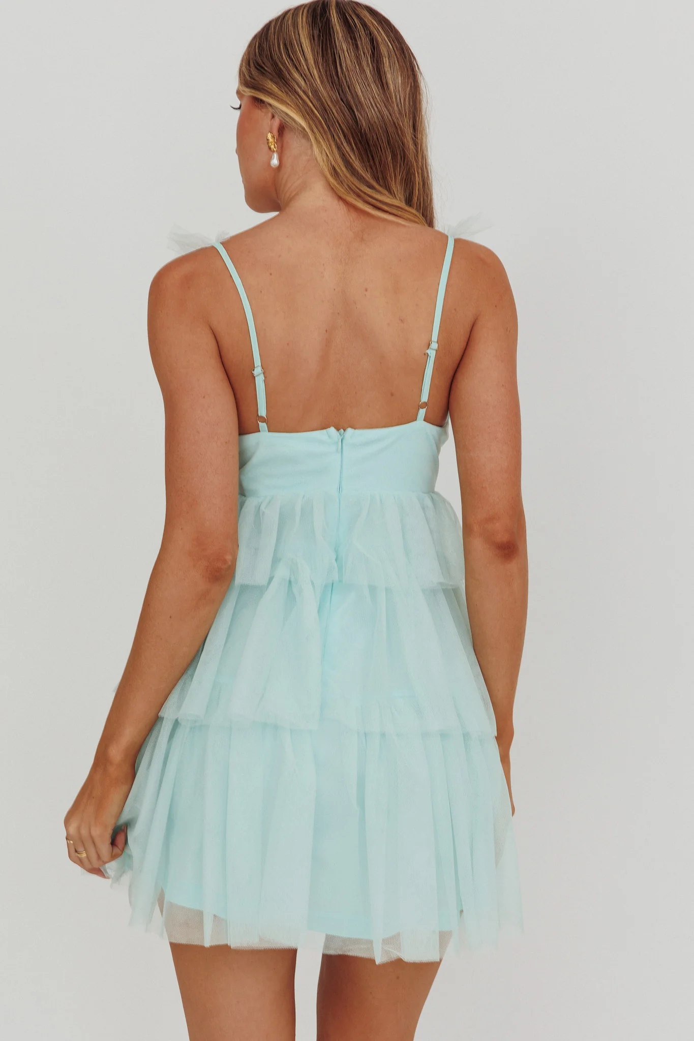 Sorbet Sky Tiered Tulle Mini Dress Mint - Seraphlike