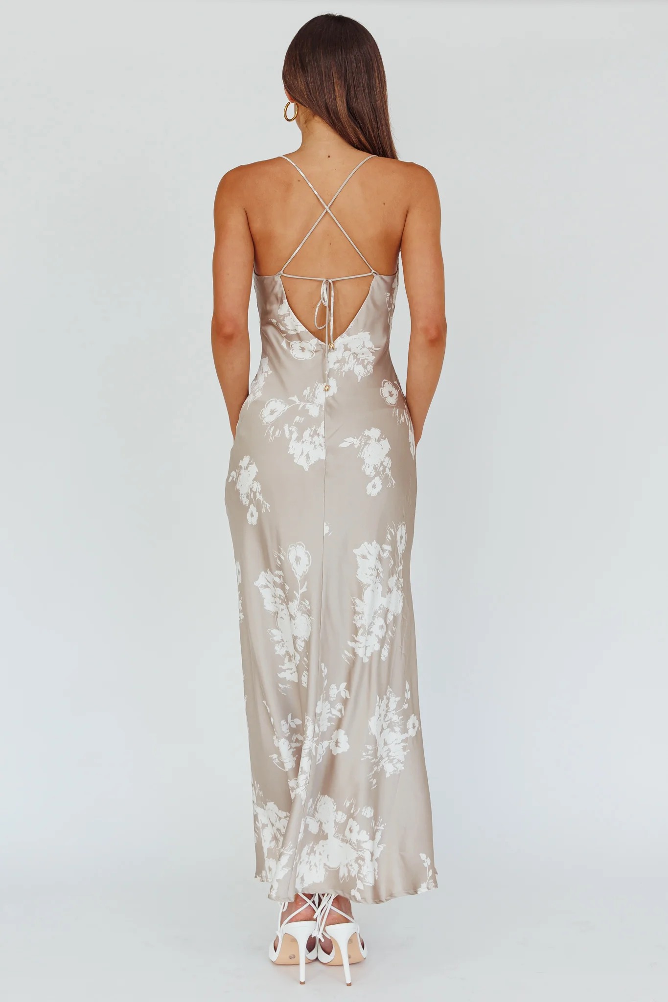 Lyndel Tied Back Slip Midi Dress Grey - Seraphlike