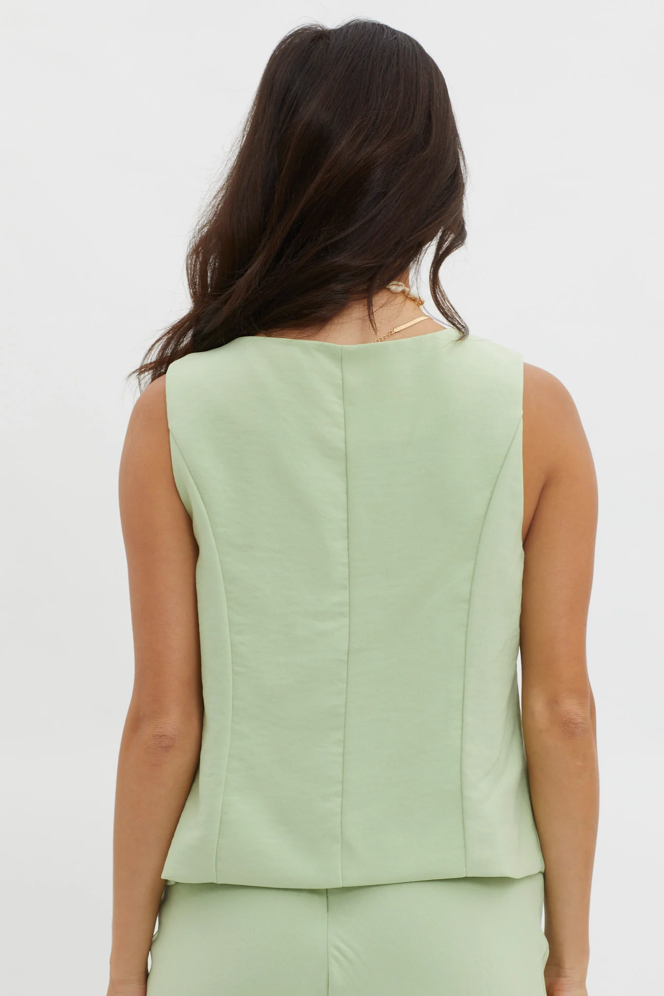 Philomena Button Vest Top Sage - Seraphlike