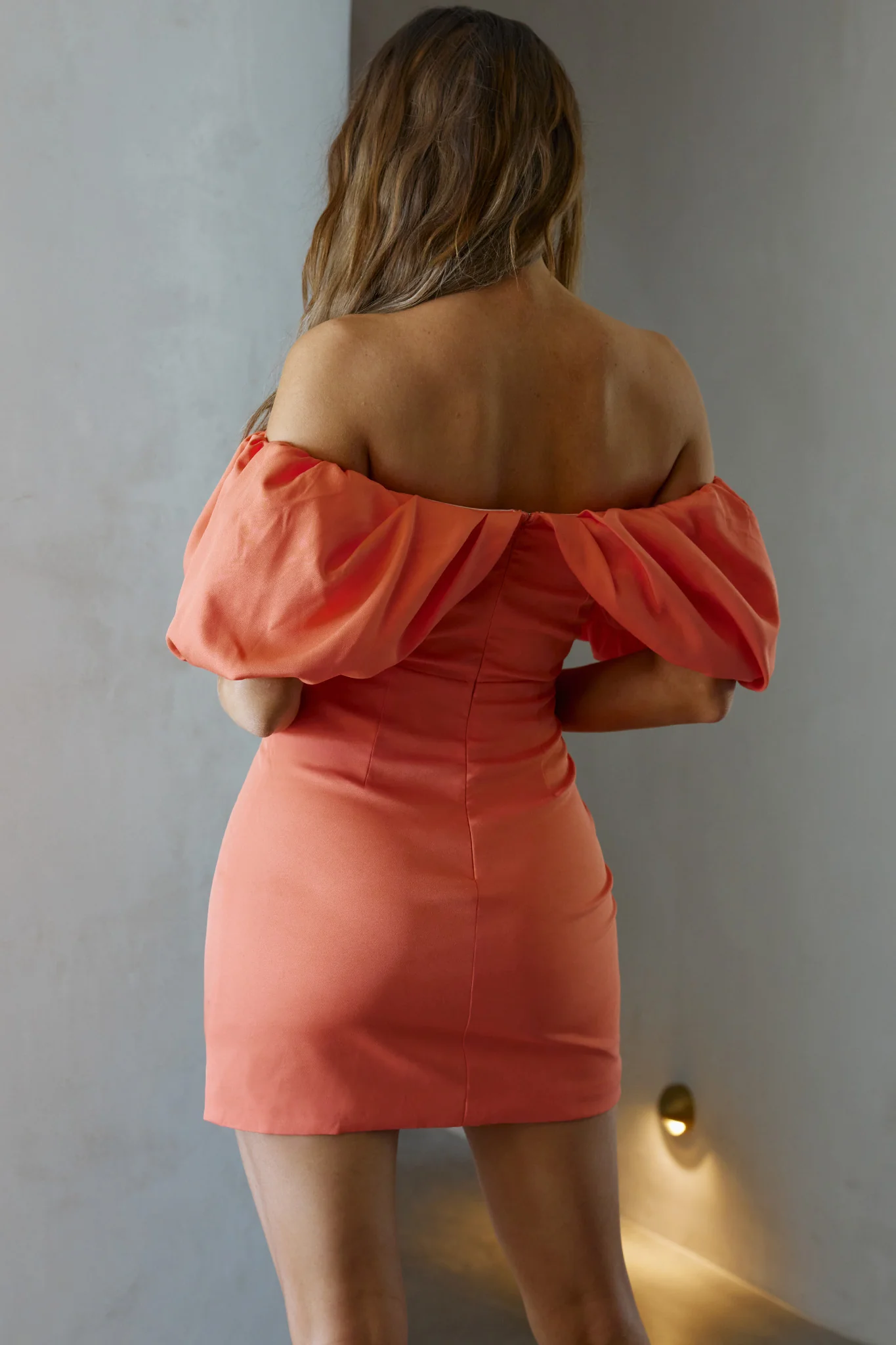 Faraday Off-Shoulder Mini Dress Sunkist - Seraphlike