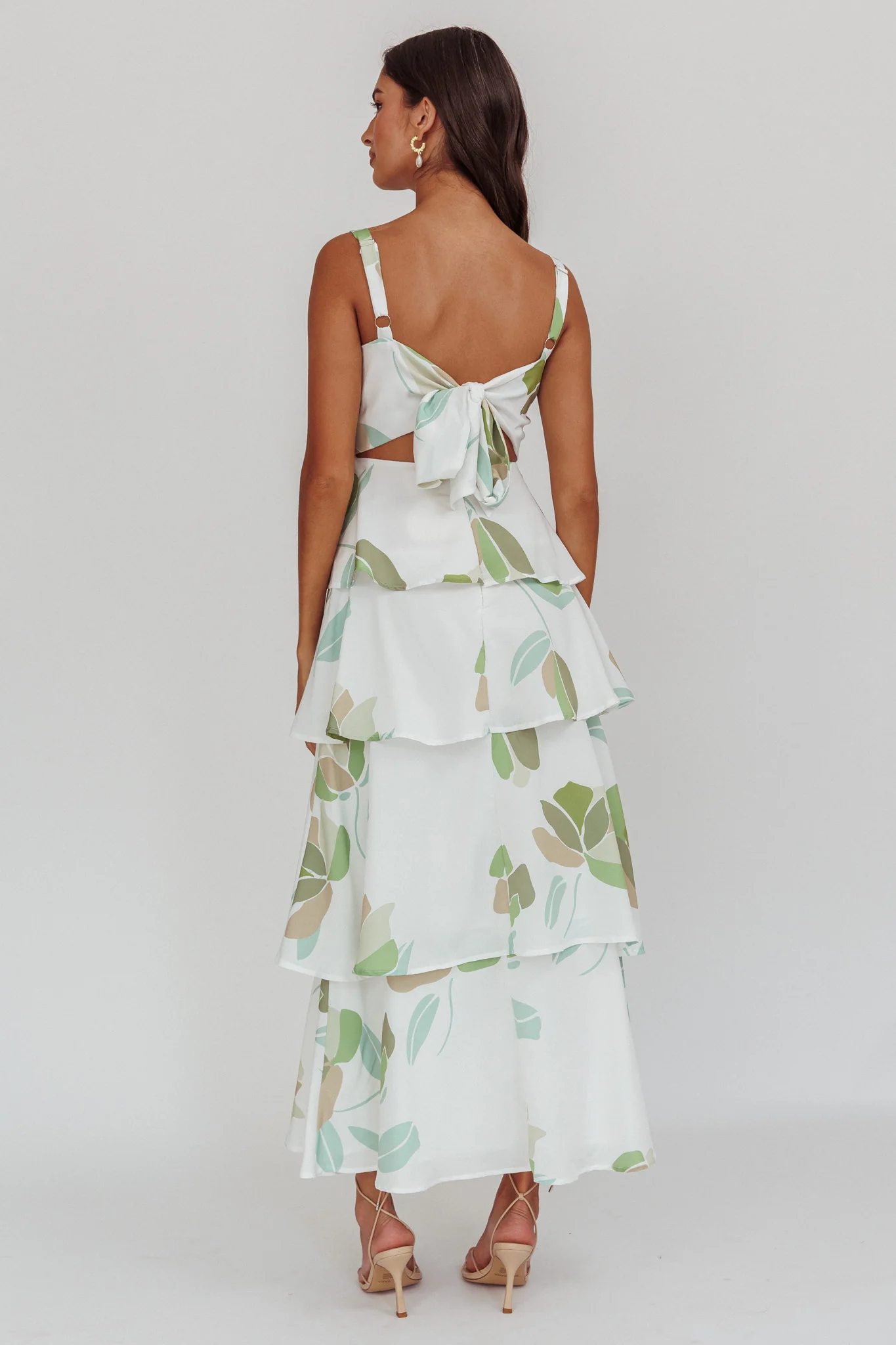 Provence Bloom Tiered Floral Maxi Dress Green - Seraphlike