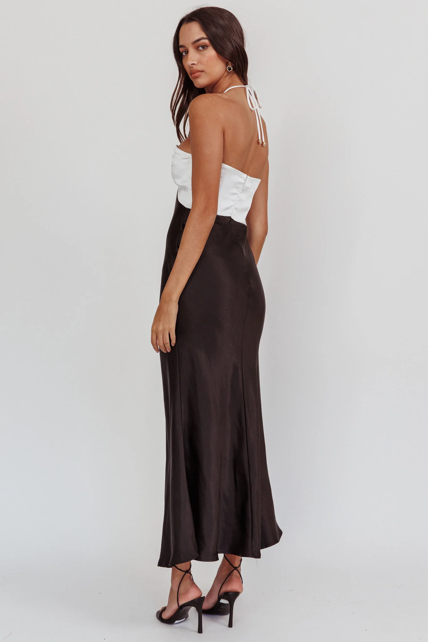 Hassie Knot Bust Halter Midi Dress Black - Seraphlike