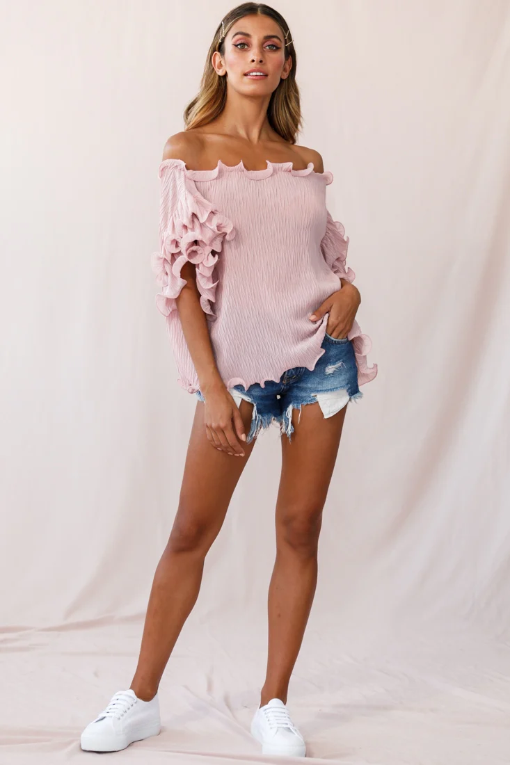 Miranda Ruffle Sleeve Top Blush - Seraphlike