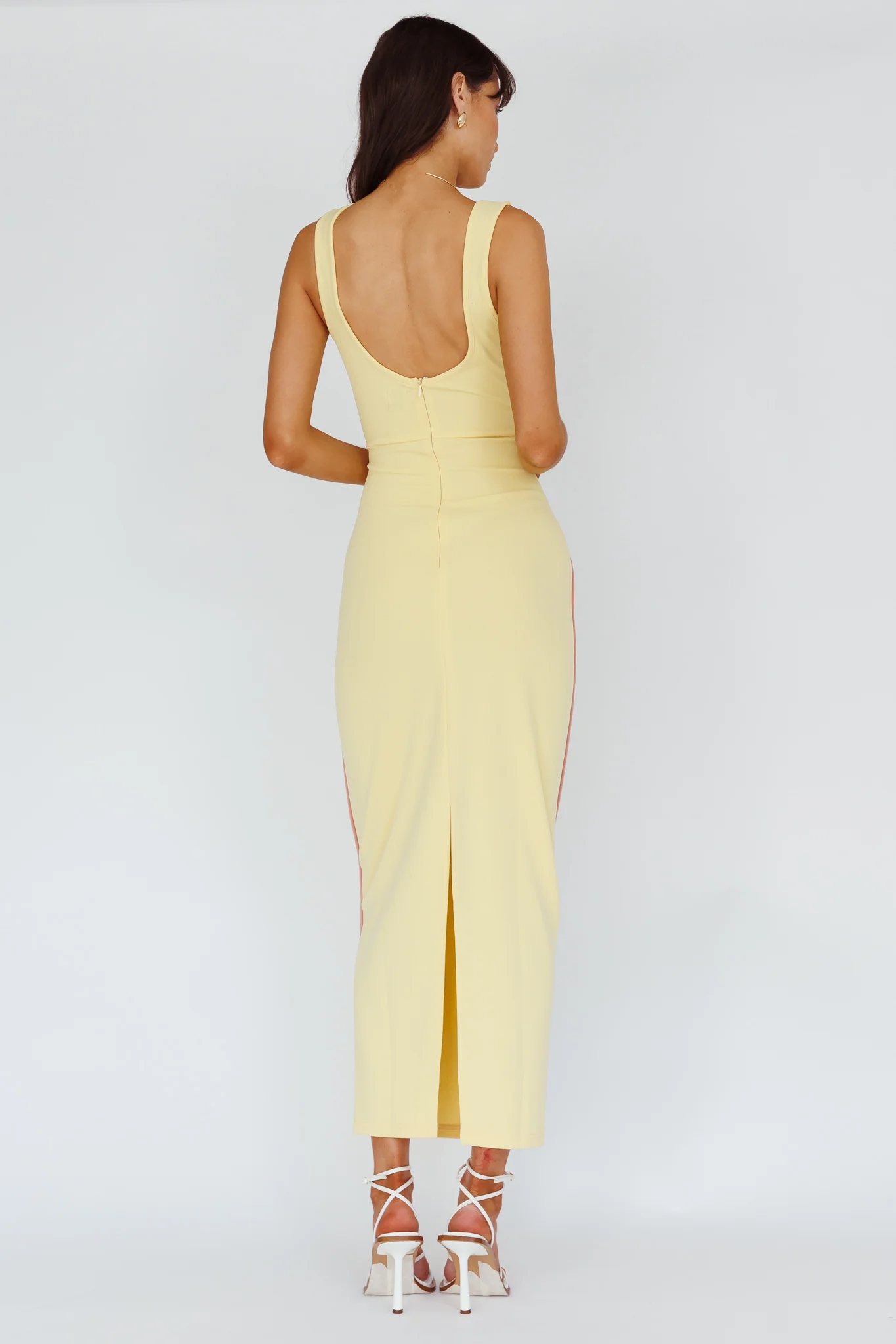 Shenae Piping Trim Maxi Dress Lemon - Seraphlike
