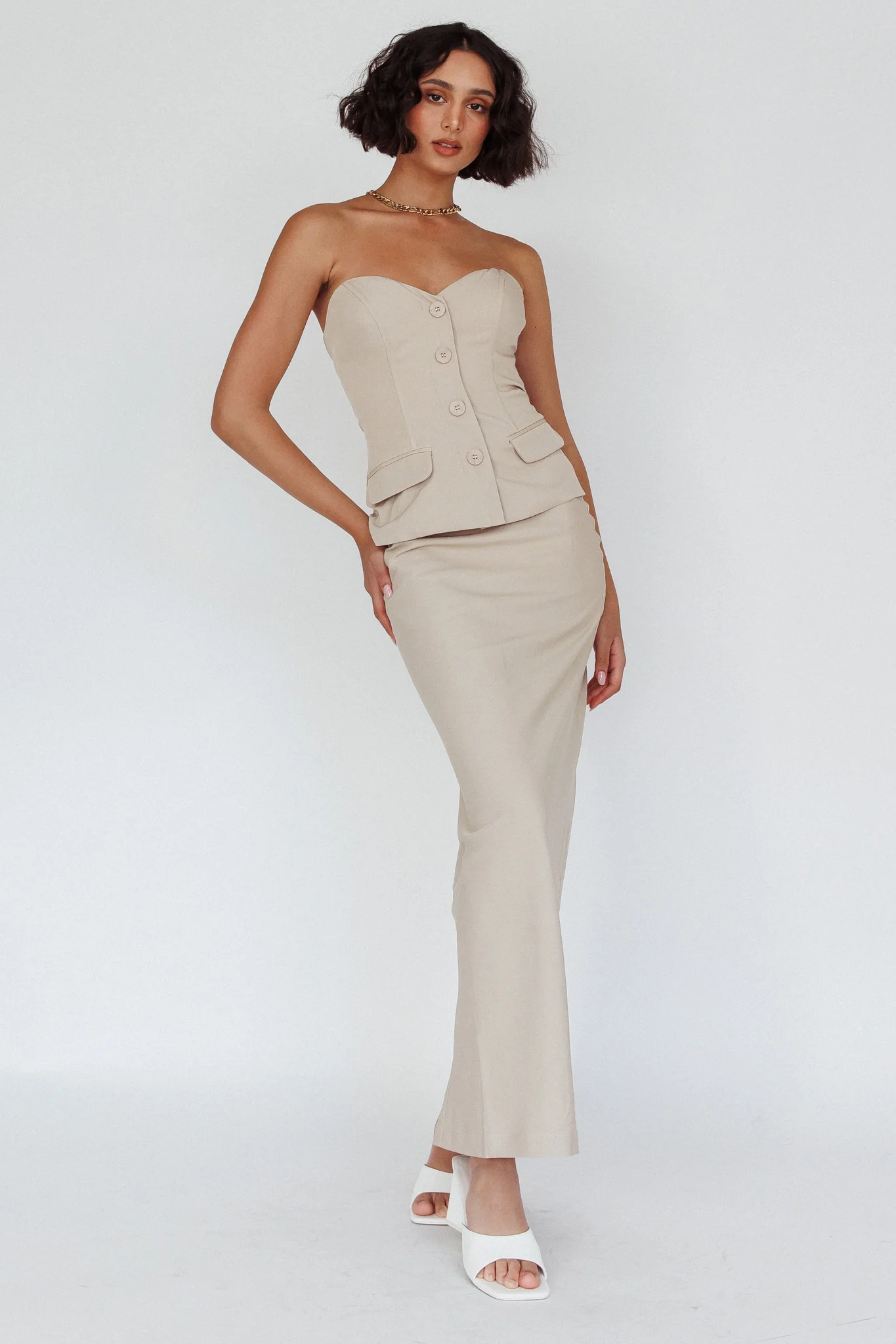 Valencia Flare Midi Skirt Oat - Seraphlike