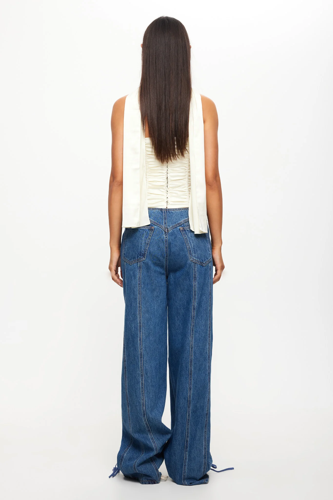 LIONESS Daydream Tie-Up Jeans Blue Denim - Seraphlike