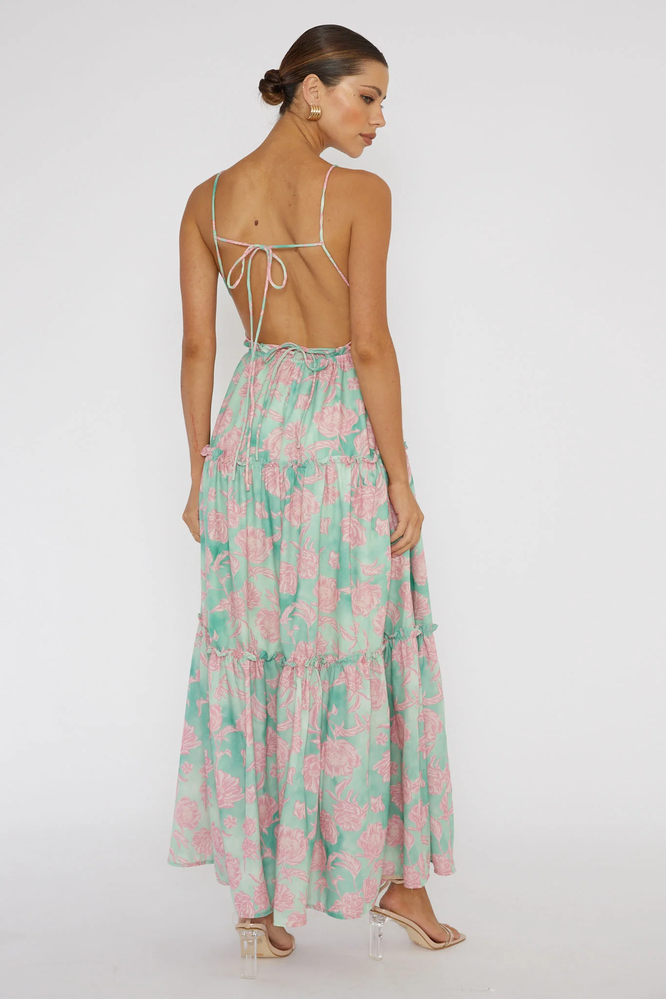 Candid Shot Open Back Midi Dress Floral Pink - Seraphlike