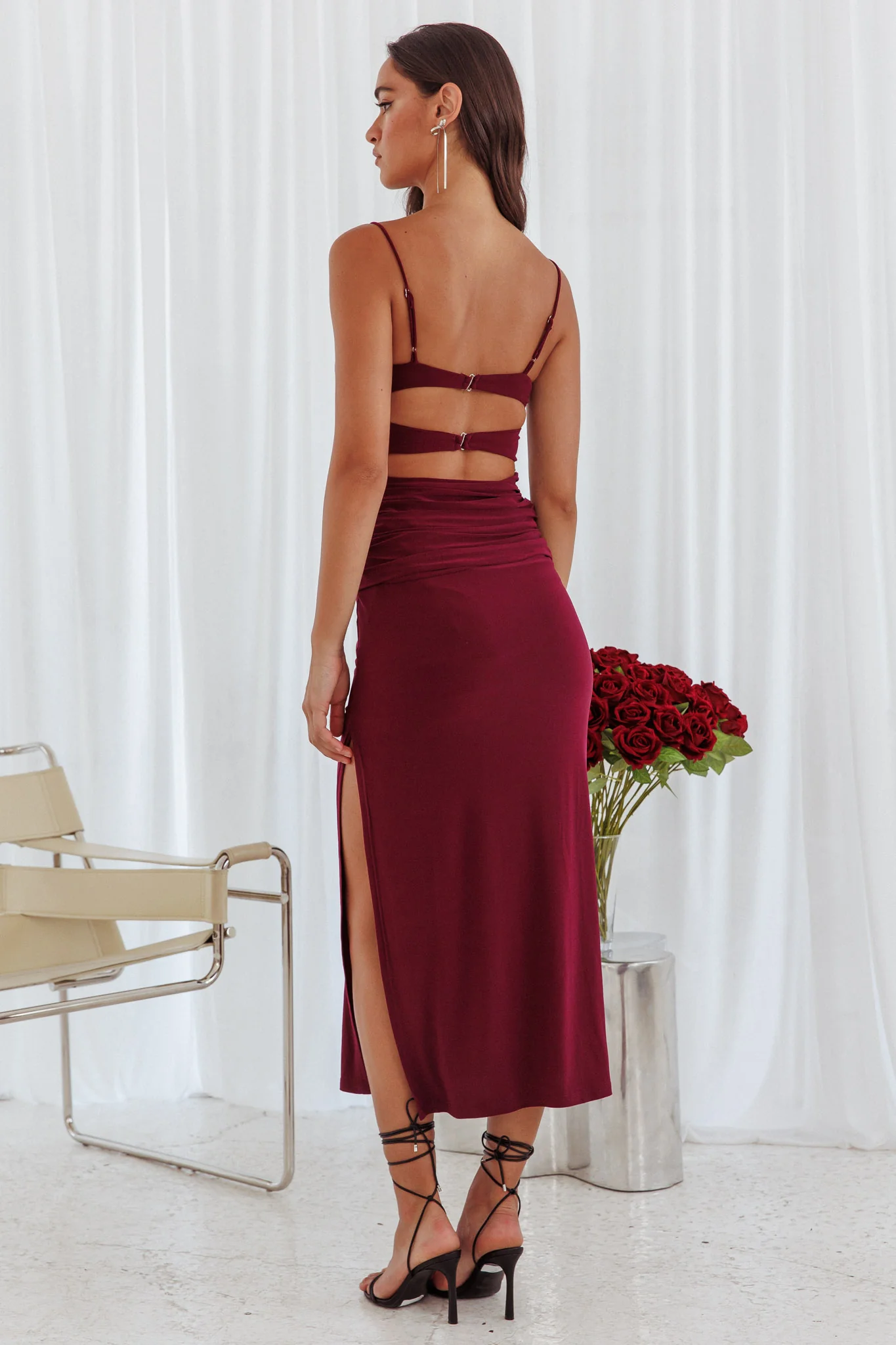 Love Life Twist Bodice Dress Burgundy - Seraphlike