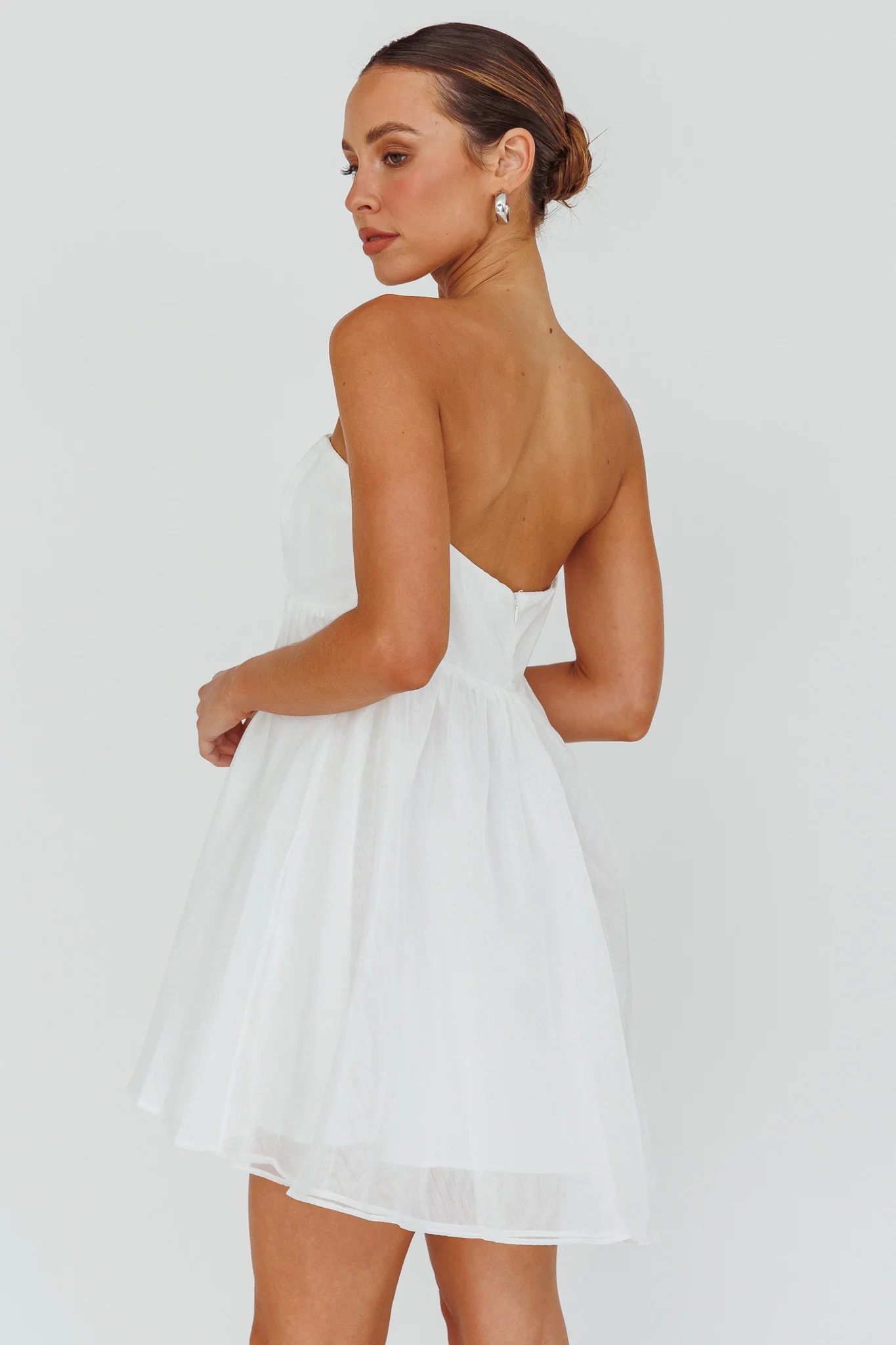 Solis Strapless Baby Doll Mini Dress White - Seraphlike