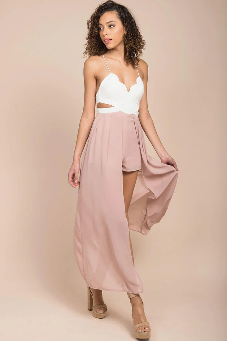Trista cutout Maxi Romper White - Seraphlike