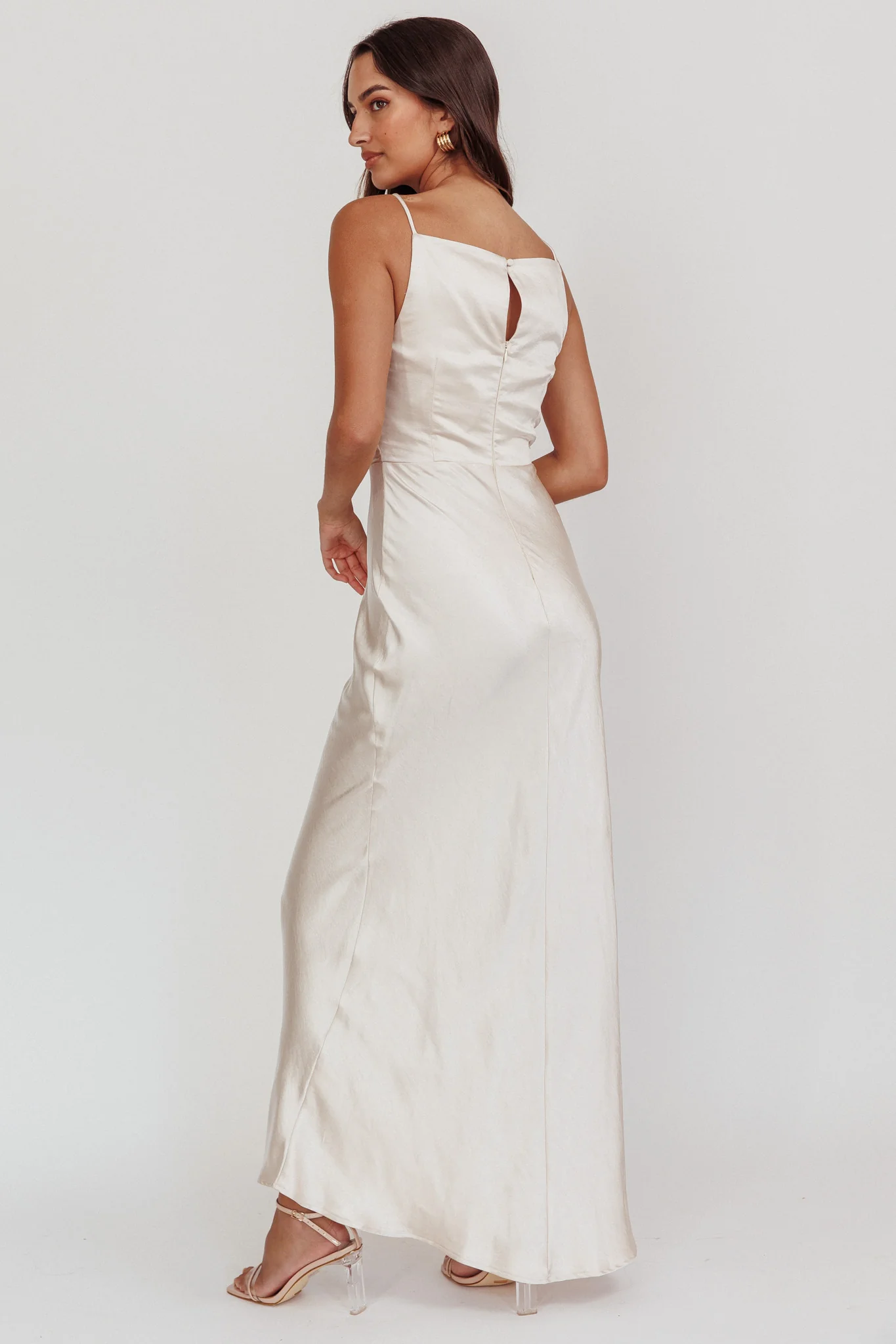 Laila Boat Neck Maxi Dress Stone Champagne - Seraphlike