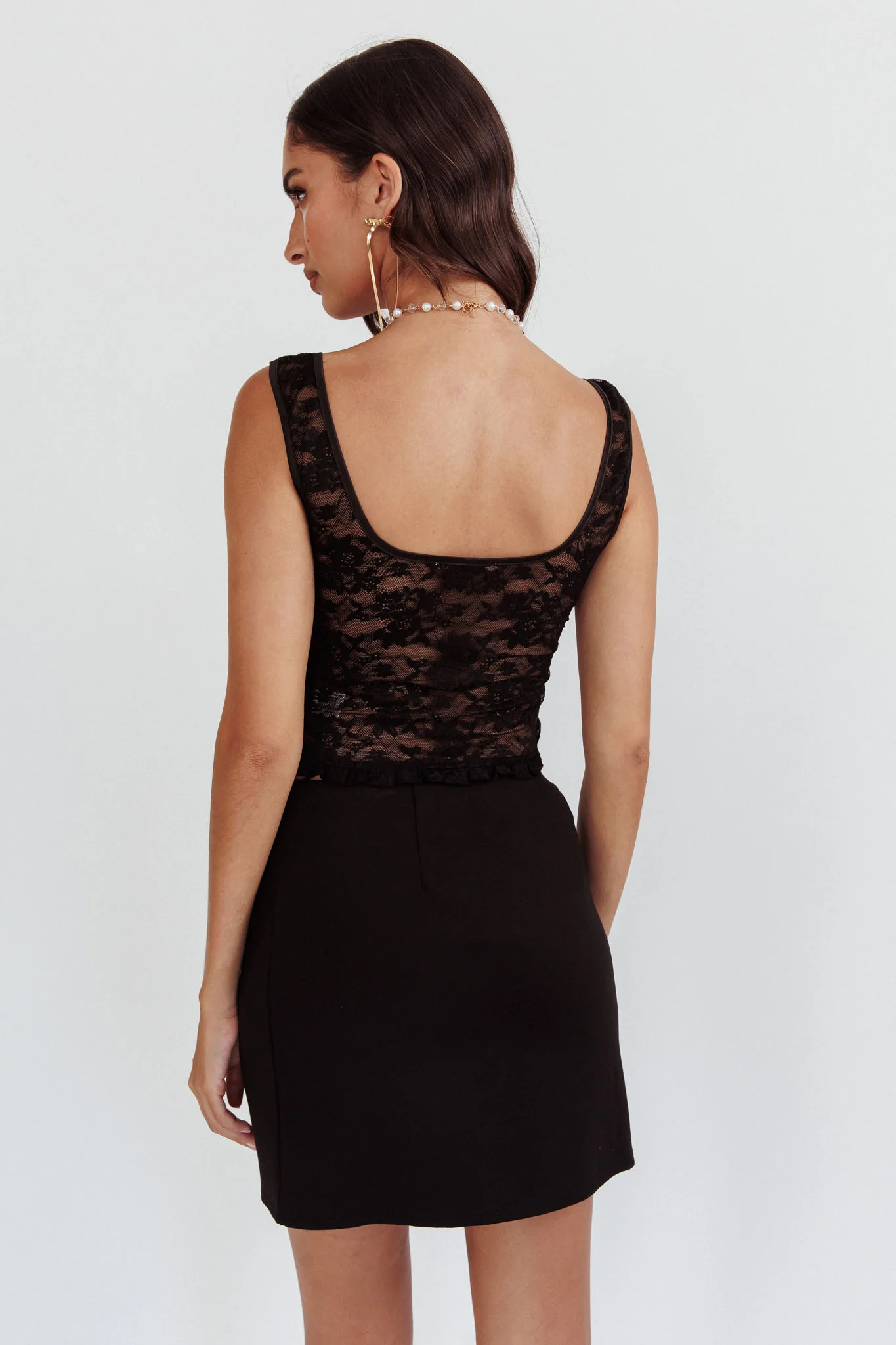 Sheera Lace-Up Corset Top Lace Black - Seraphlike