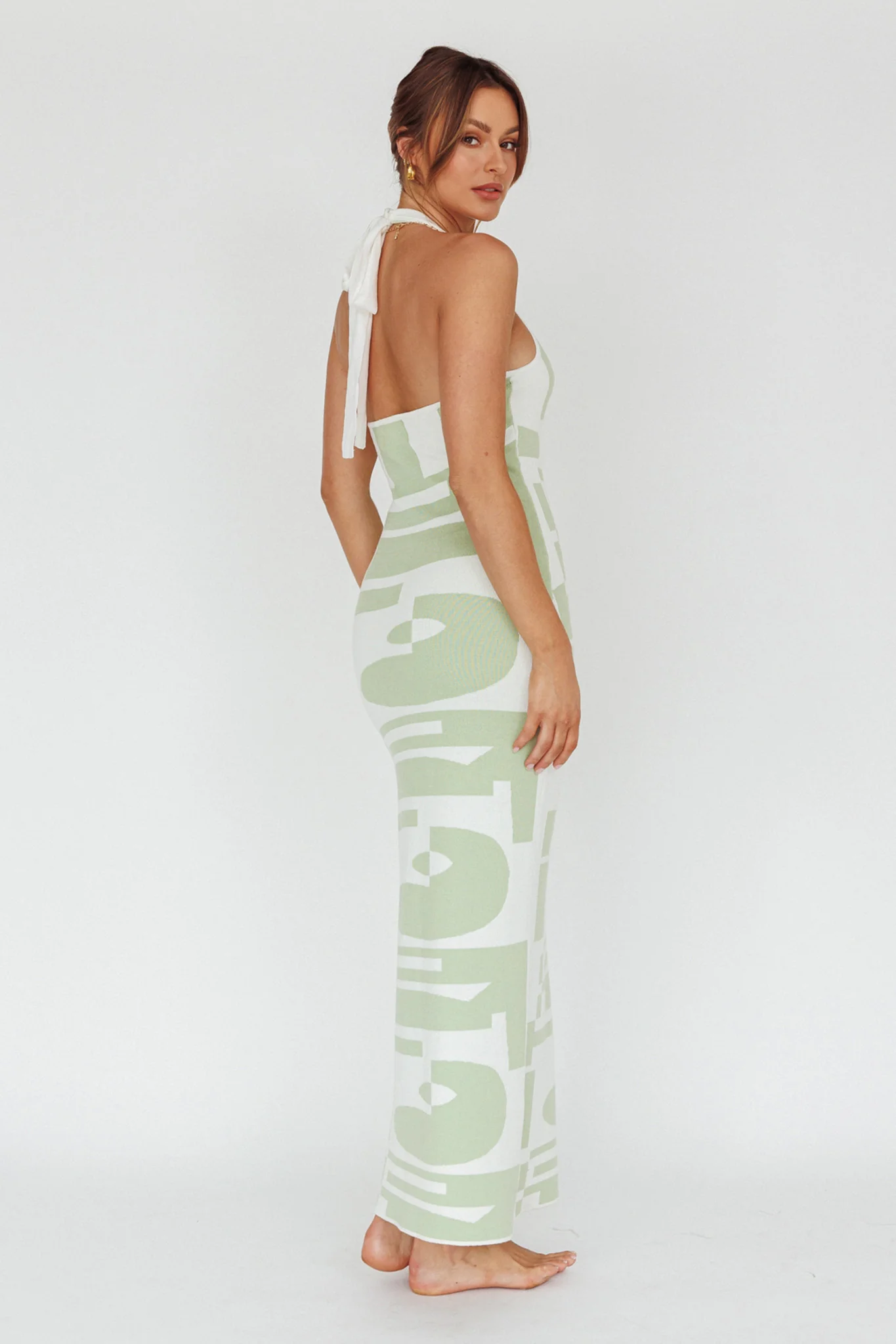 Desert Daze Halterneck Knit Dress Sage - Seraphlike