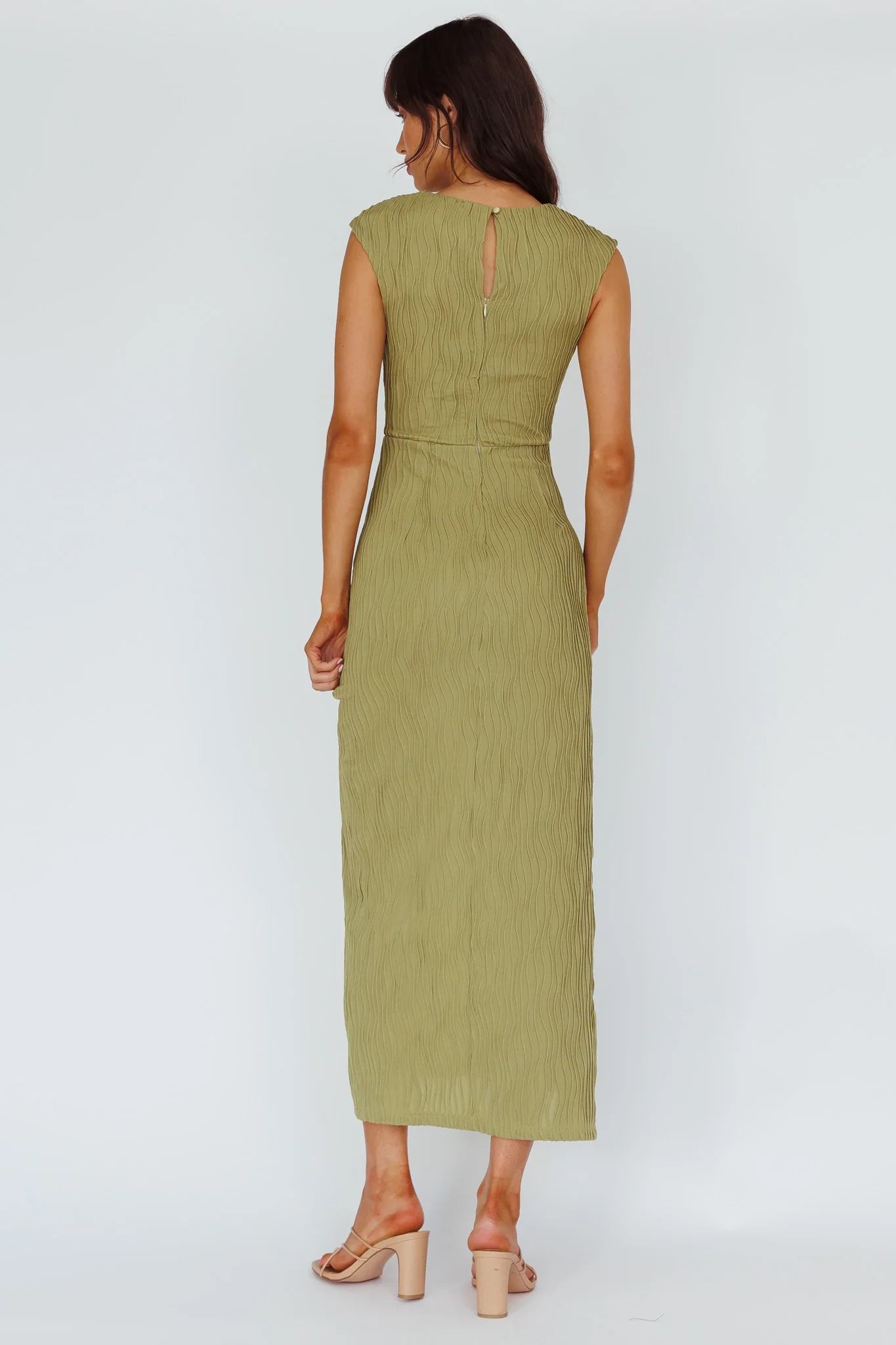 Like A Movie Cap Sleeve Midi Dress Olive - Seraphlike