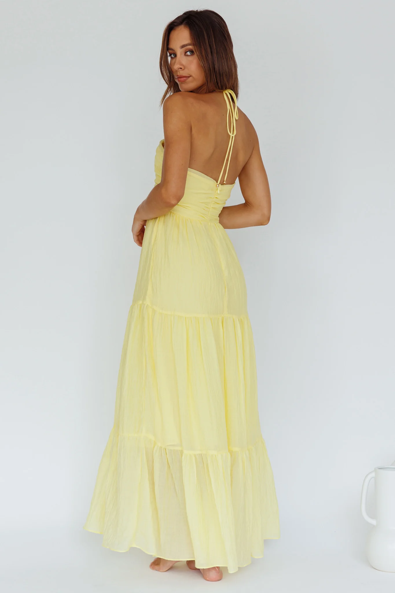Asiah Halterneck Maxi Dress Lemon - Seraphlike