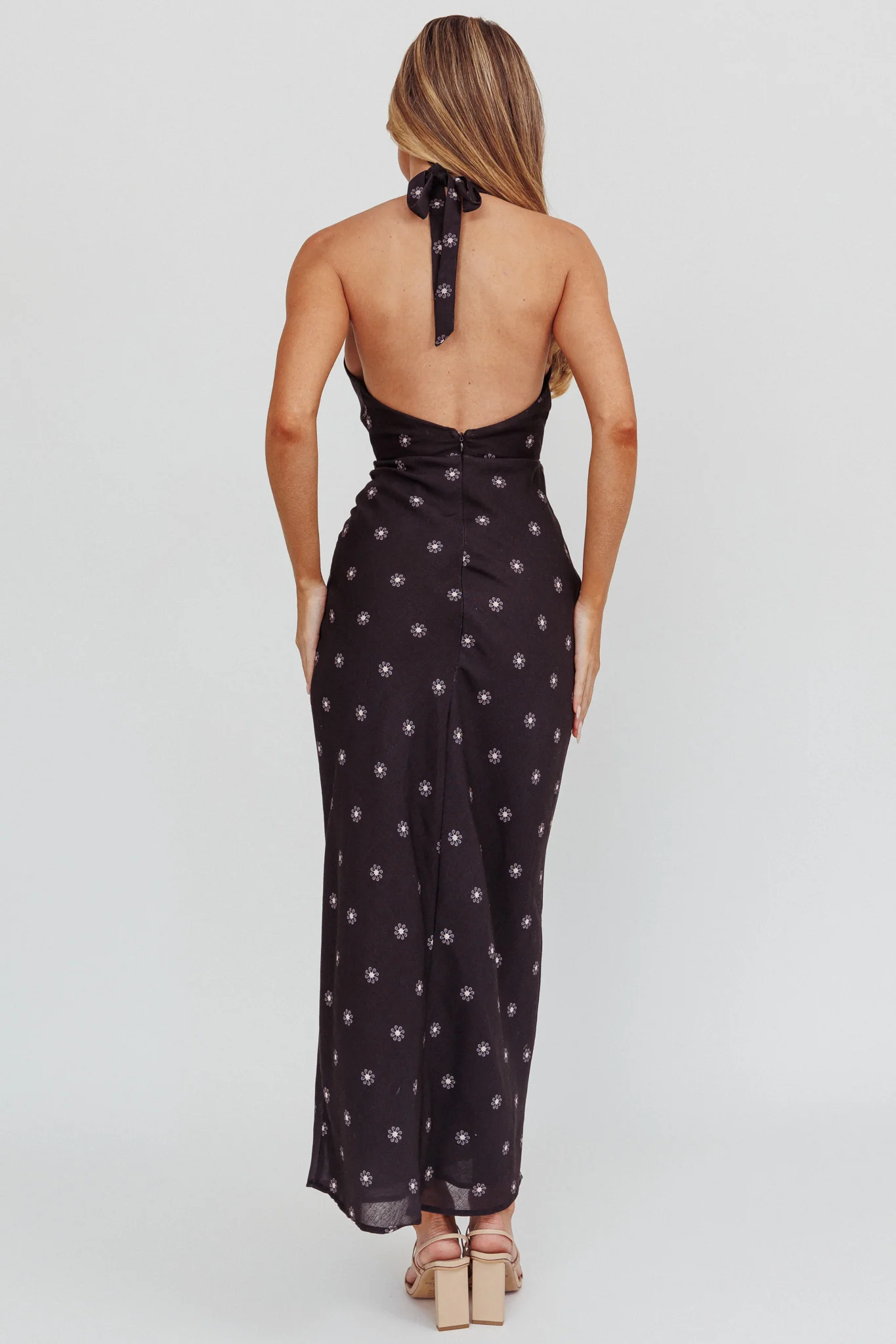 Of Your Dreams Plunging Halter Dress Black - Seraphlike