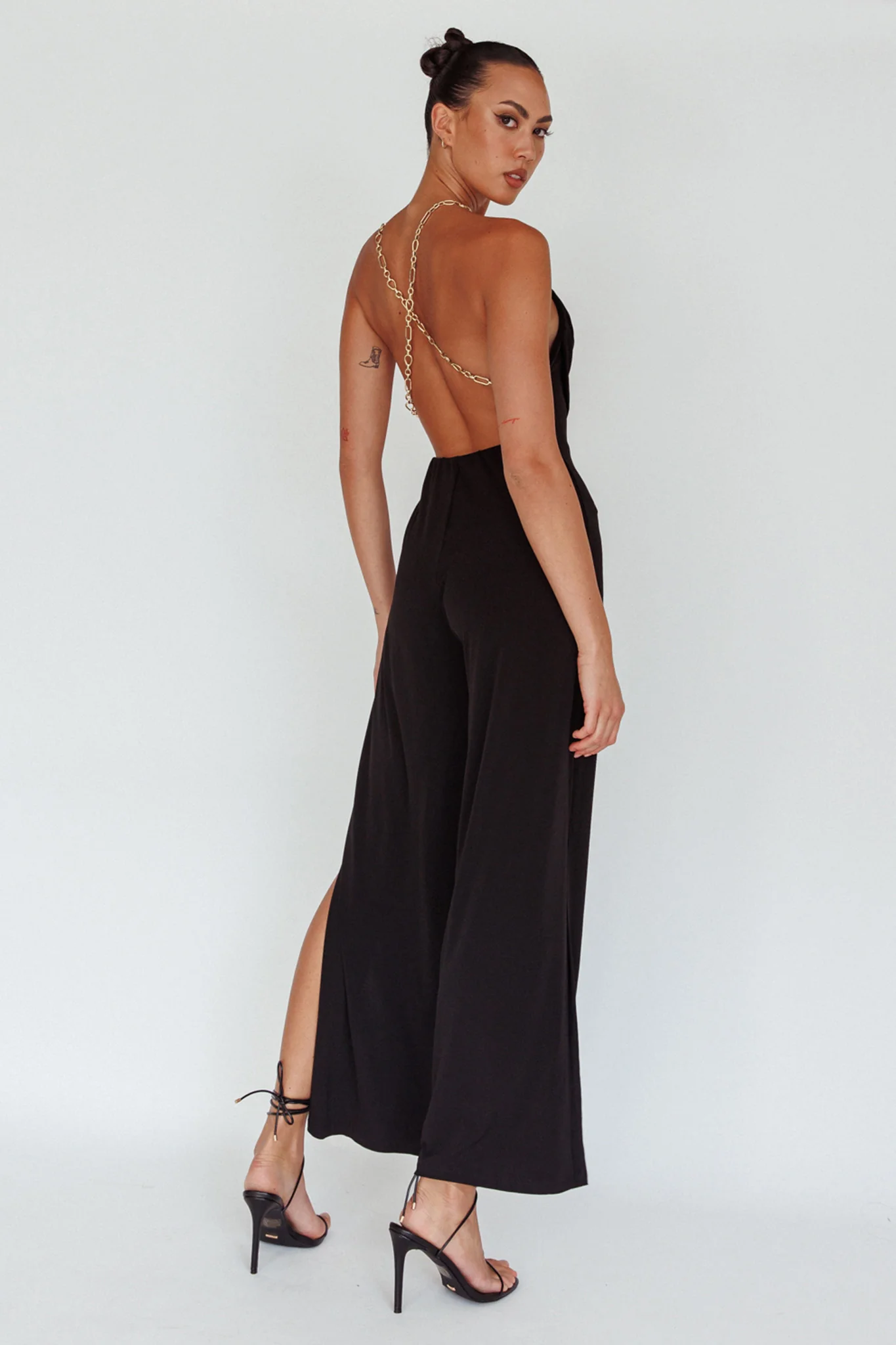 Emanuella Chain Strap Jumpsuit Black - Seraphlike