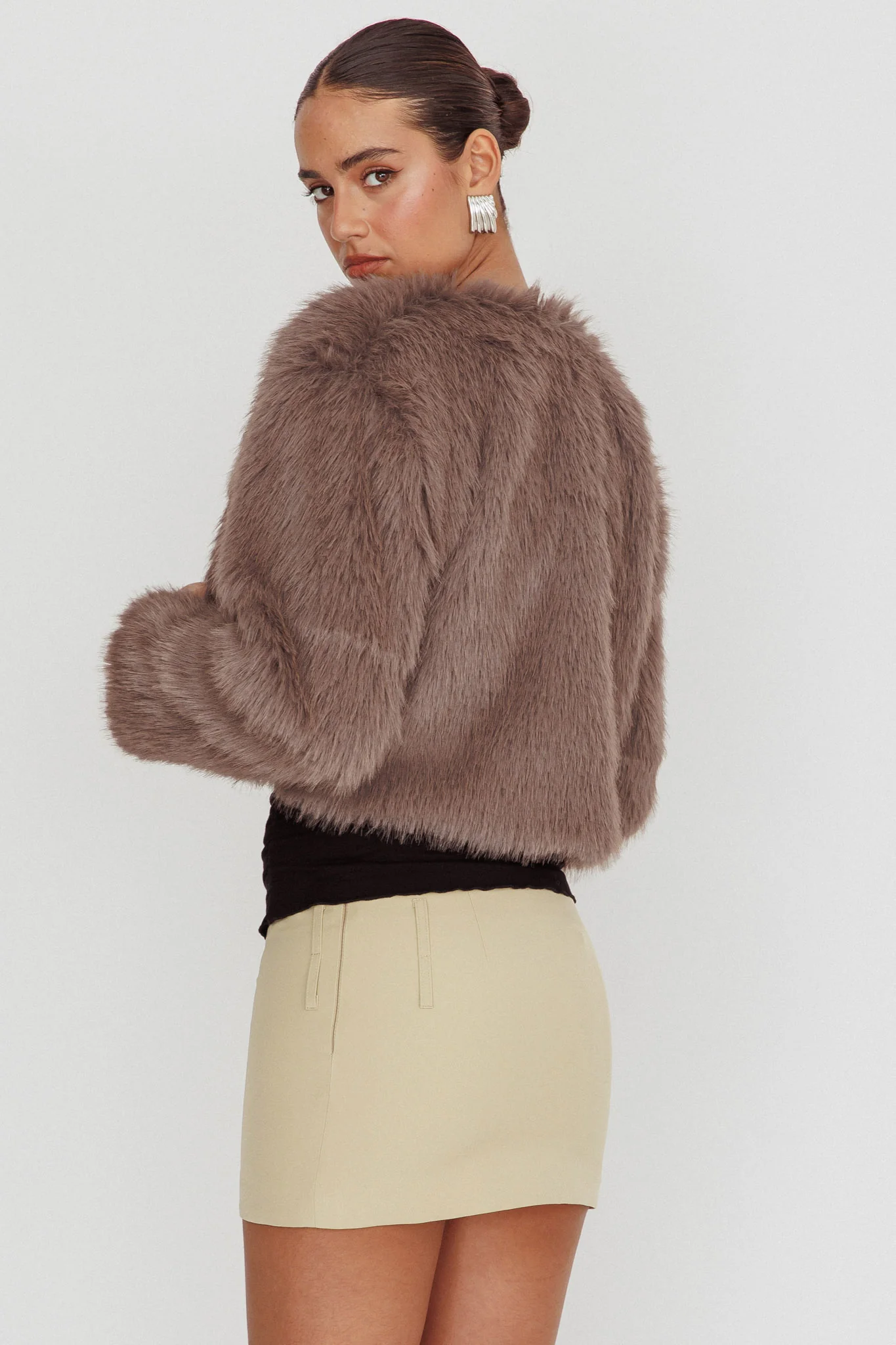 Snow Bunny Faux Fur Jacket Grey - Seraphlike