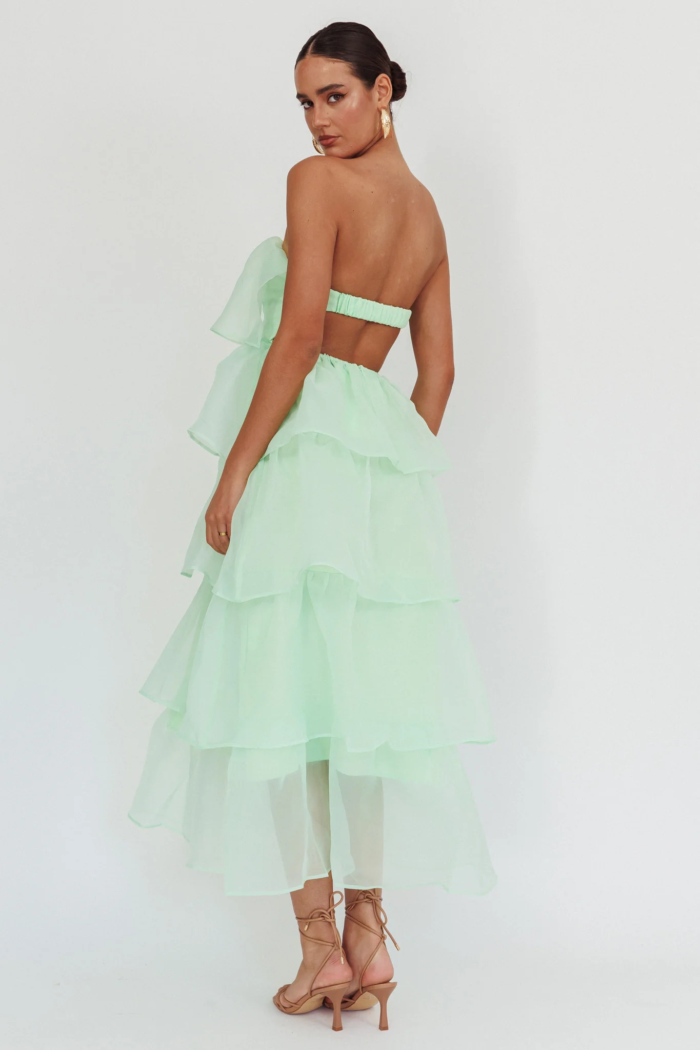 Behati Tiered Layer Midi Dress Mint - Seraphlike