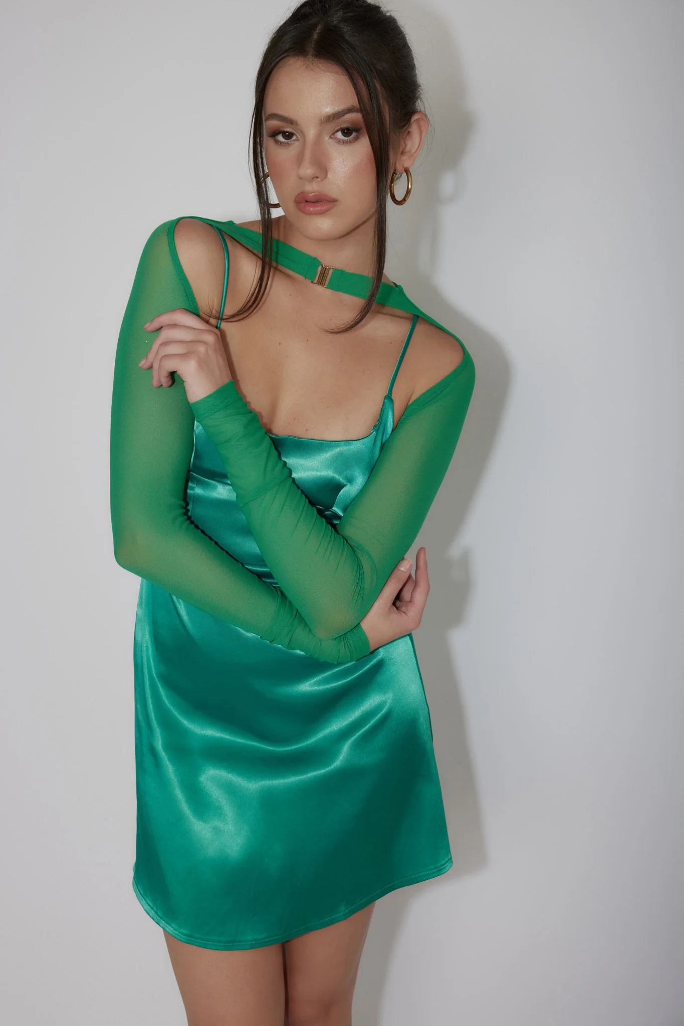 Moon Rising Faux Bolero Mini Dress Green - Seraphlike