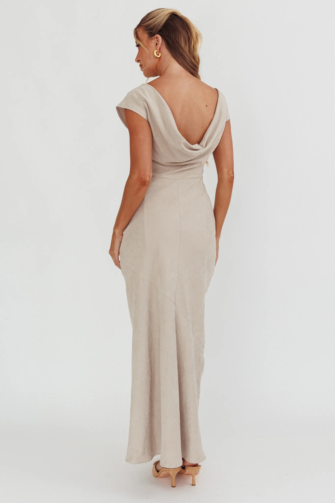 Maysa Cowl Back Maxi Dress Mushroom - Seraphlike